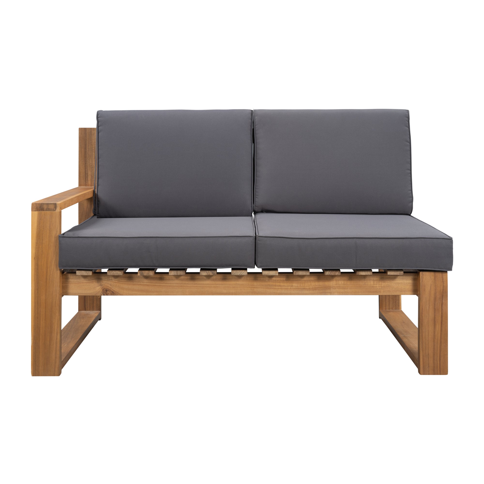 3 Piece Outdoors Pine Symmetrical Patio Sectional and Grey Cushions