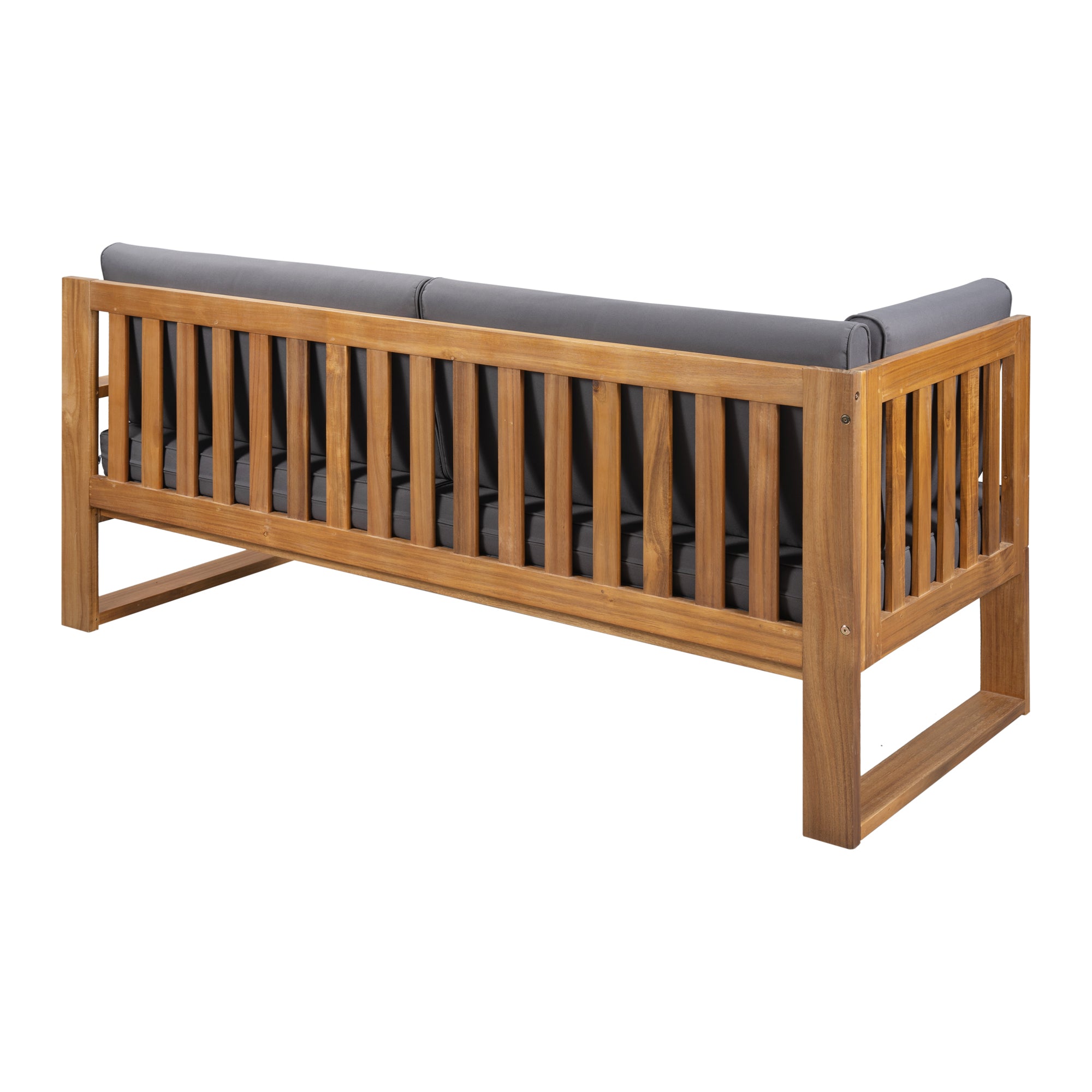 3 Piece Outdoors Pine Symmetrical Patio Sectional and Grey Cushions