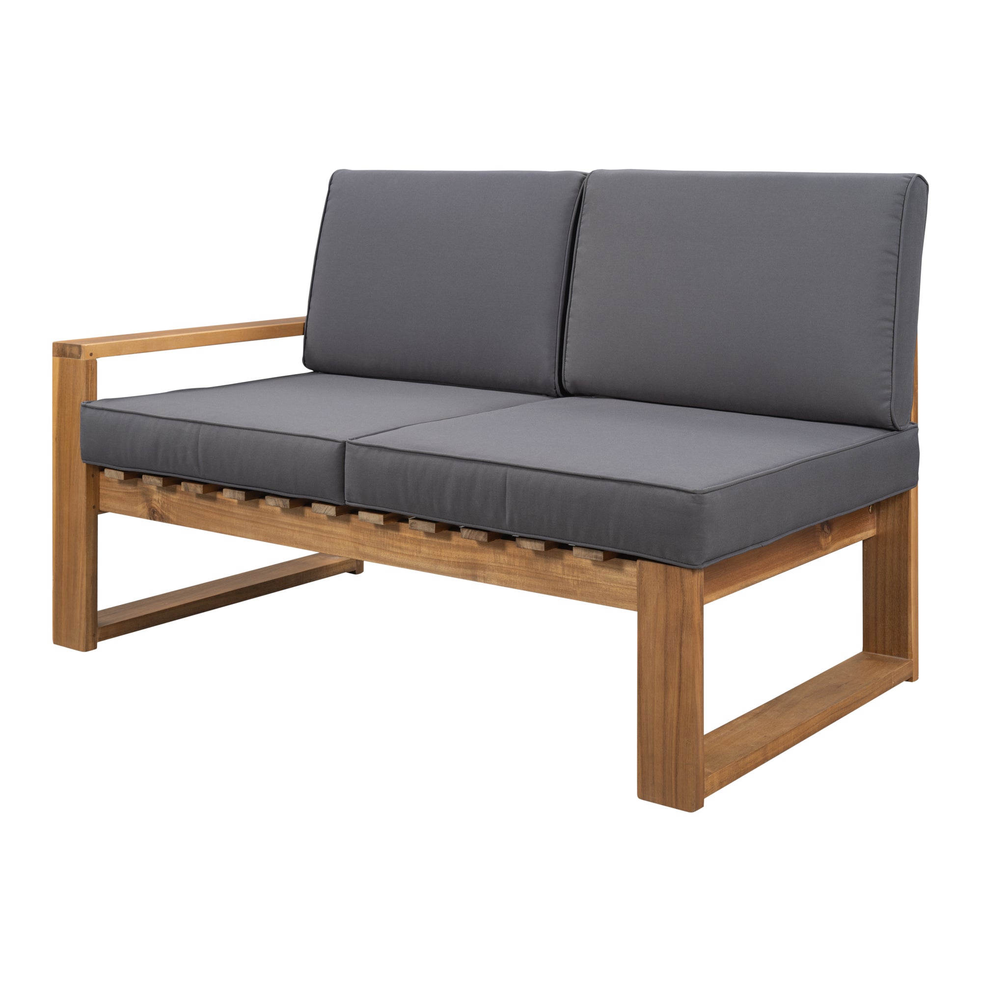 3 Piece Outdoors Pine Symmetrical Patio Sectional and Grey Cushions