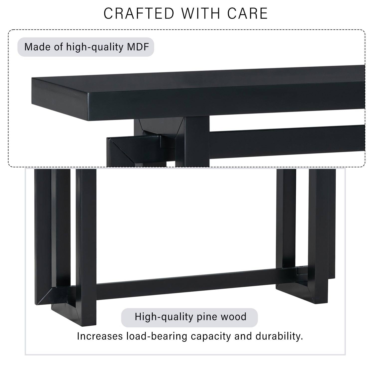 32 Inch Solid Wood and MDF Console Table