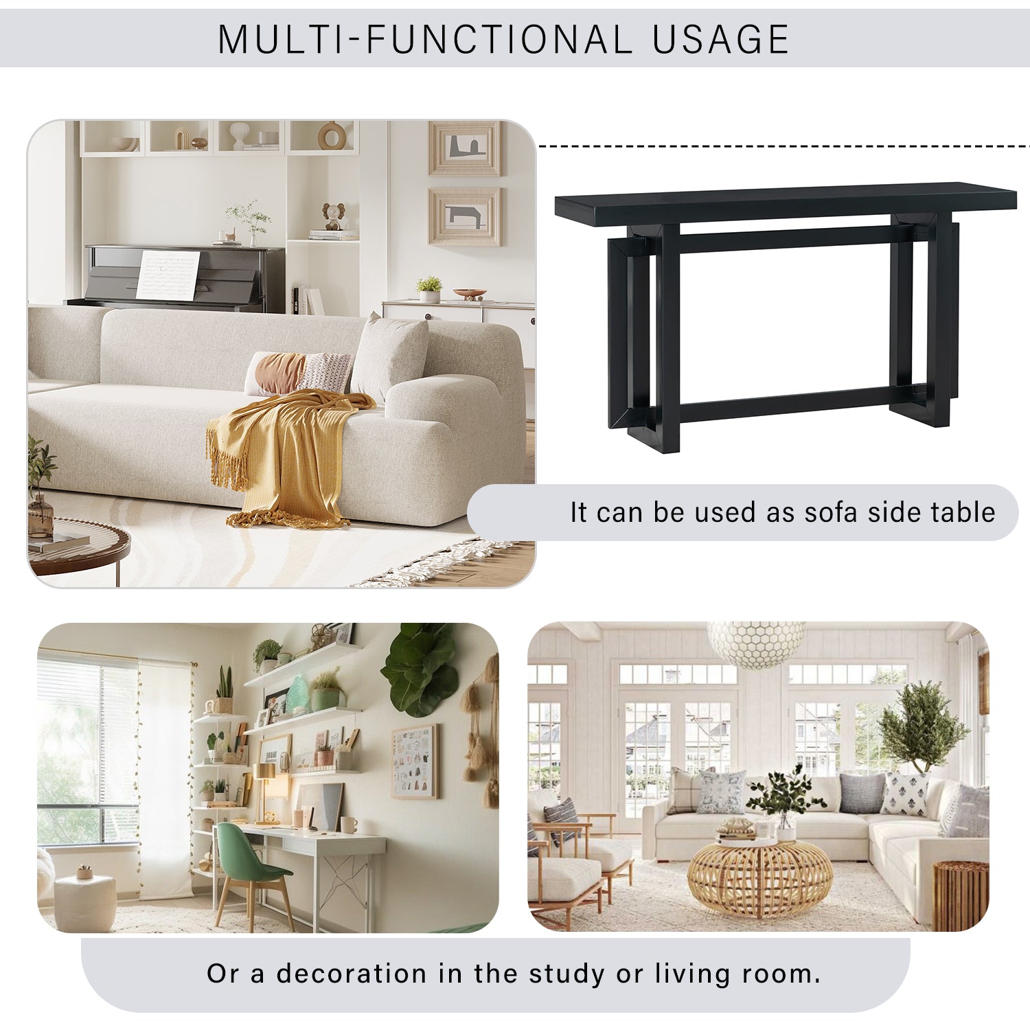 32 Inch Solid Wood and MDF Console Table