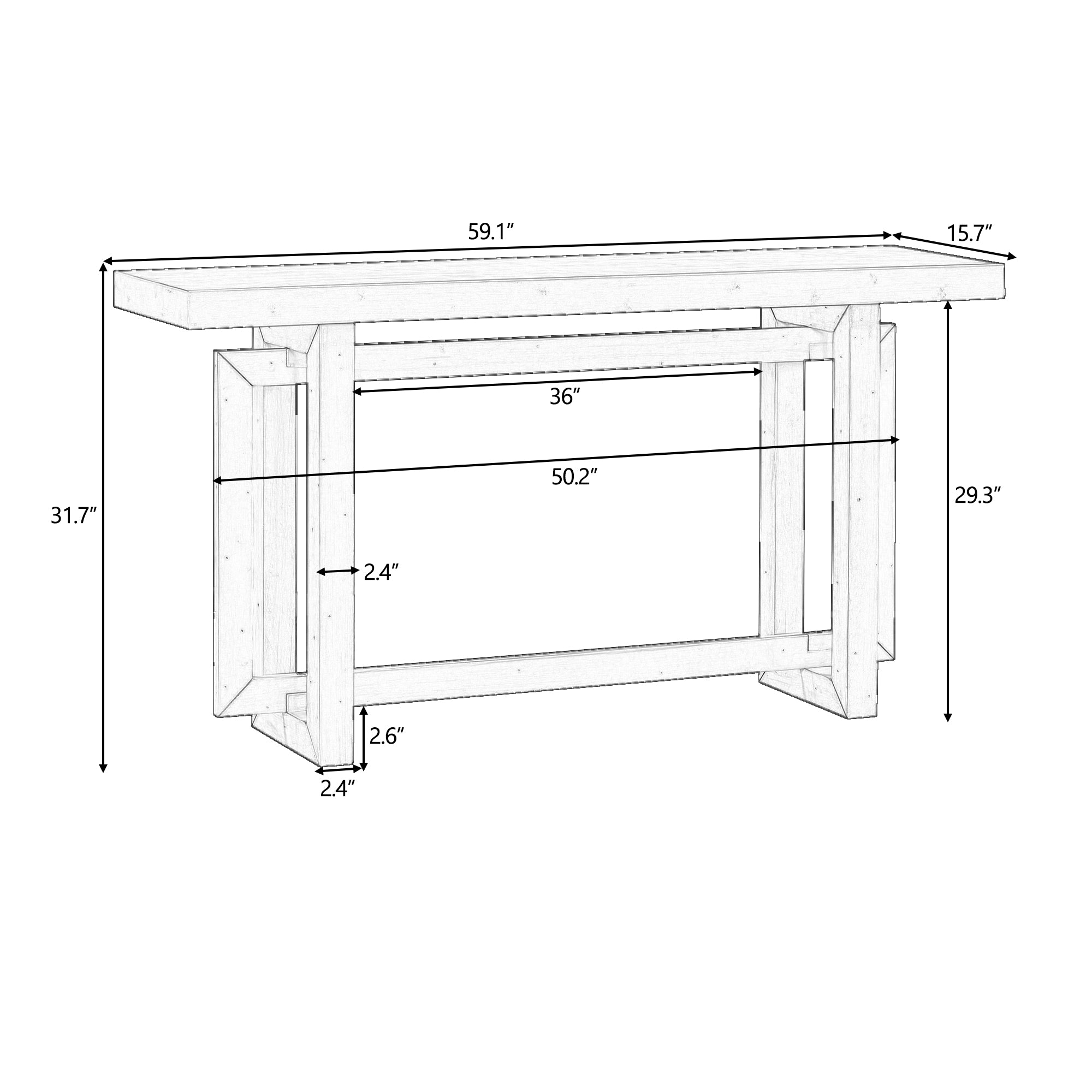 32 Inch Solid Wood and MDF Console Table