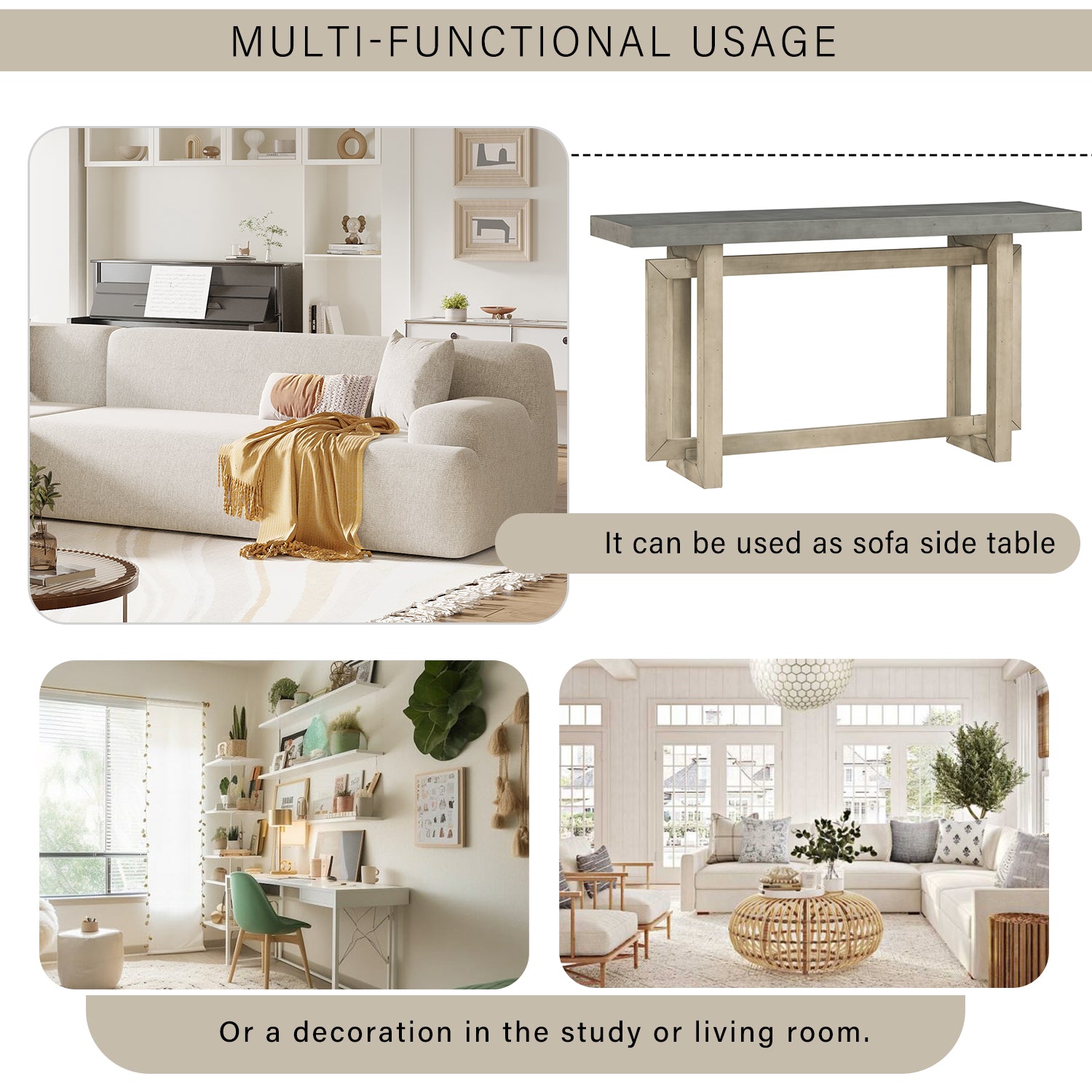 32 Inch Solid Wood and MDF Console Table