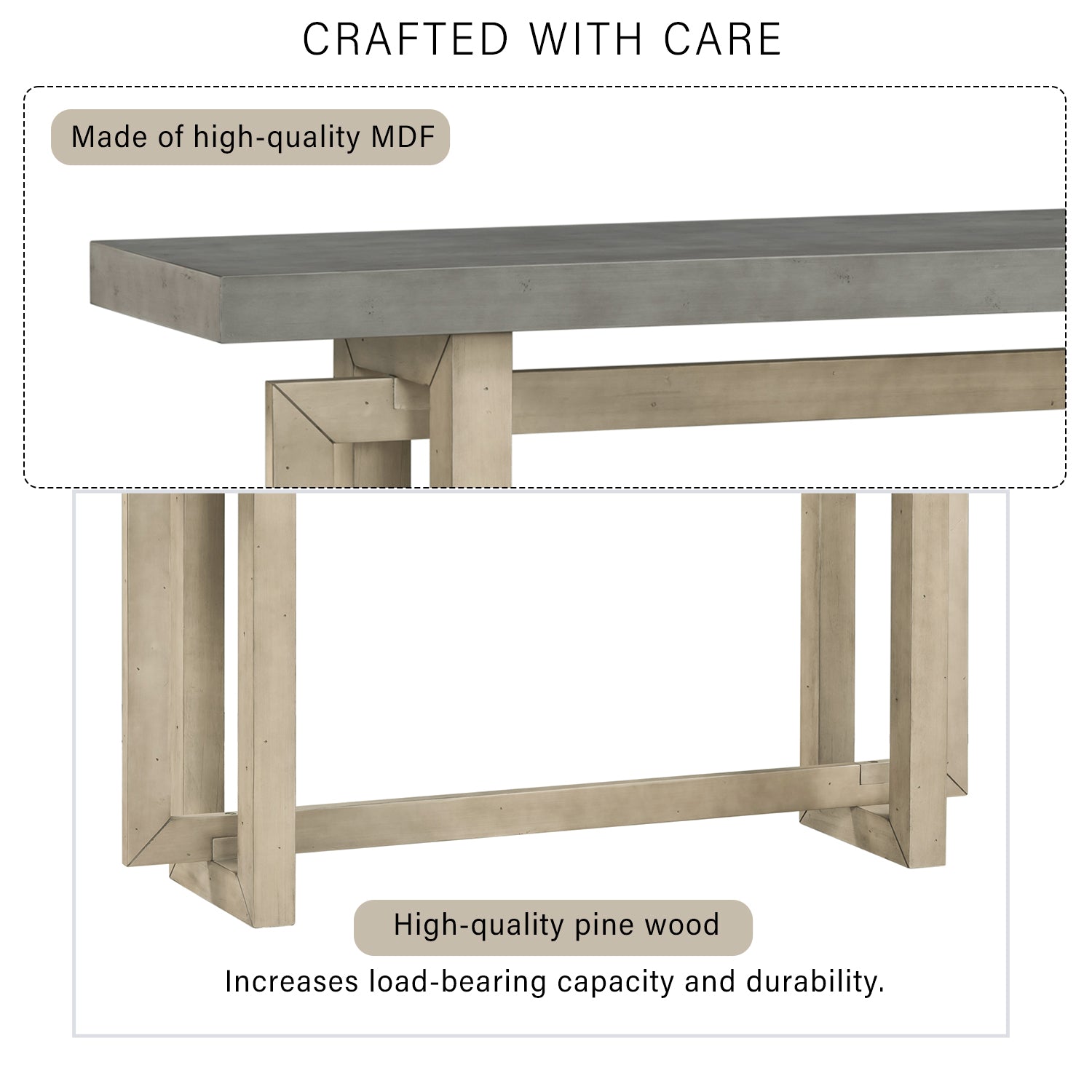 32 Inch Solid Wood and MDF Console Table