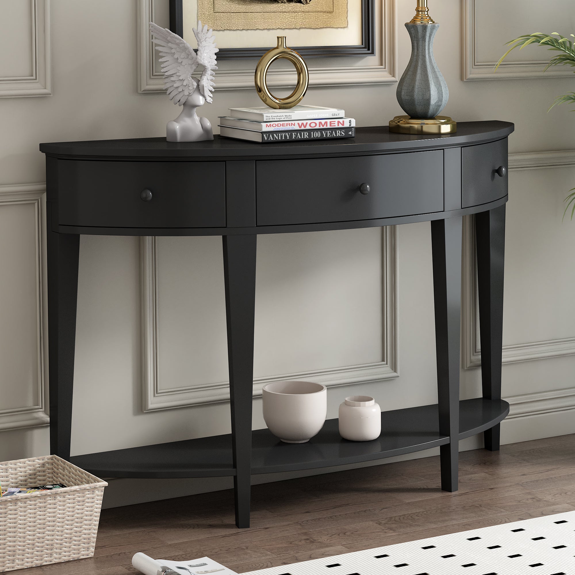 51 Inch Solid Wood and MDF Console Table with 3 Drawers and 1 Shelf