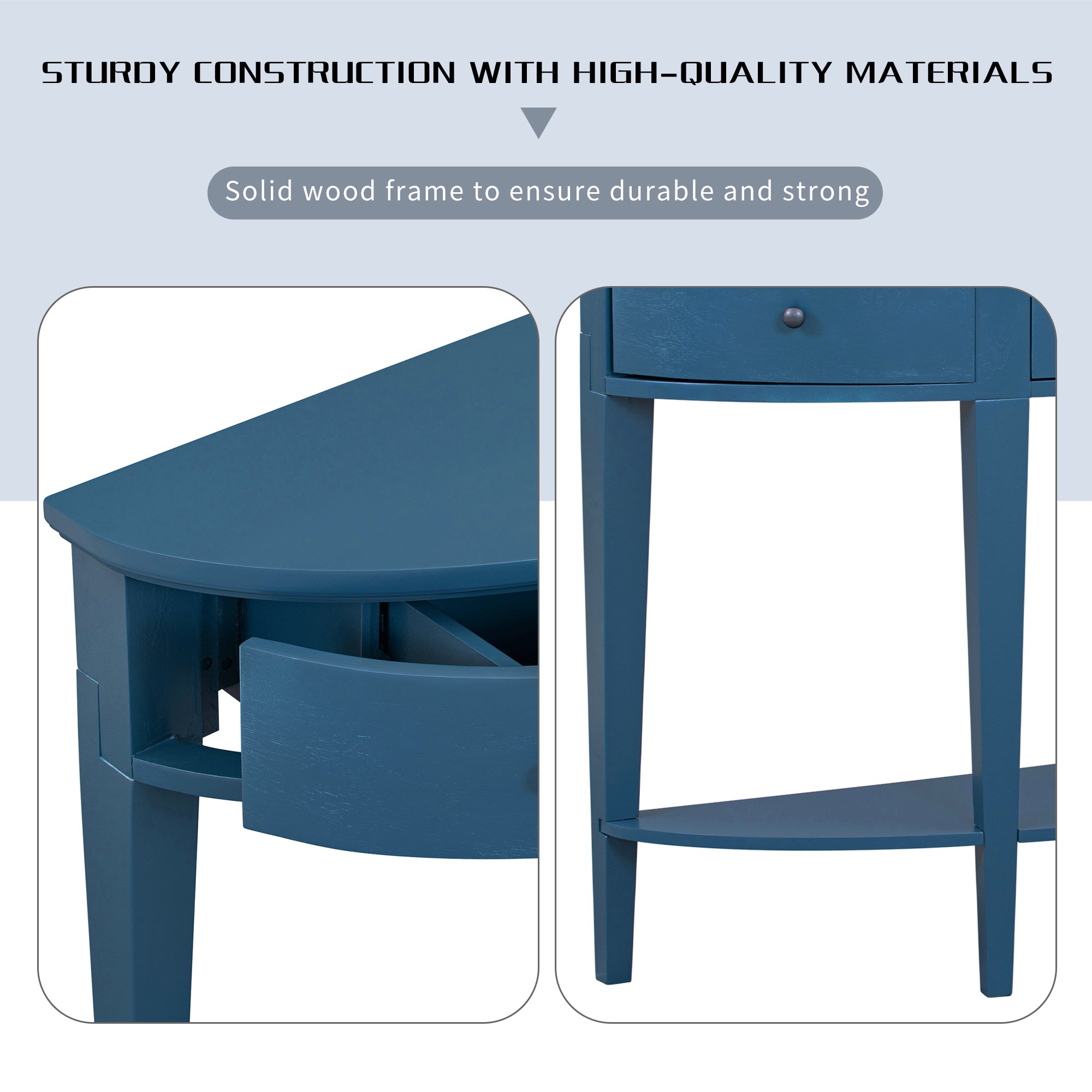 51 Inch Solid Wood and MDF Console Table with 3 Drawers and 1 Shelf