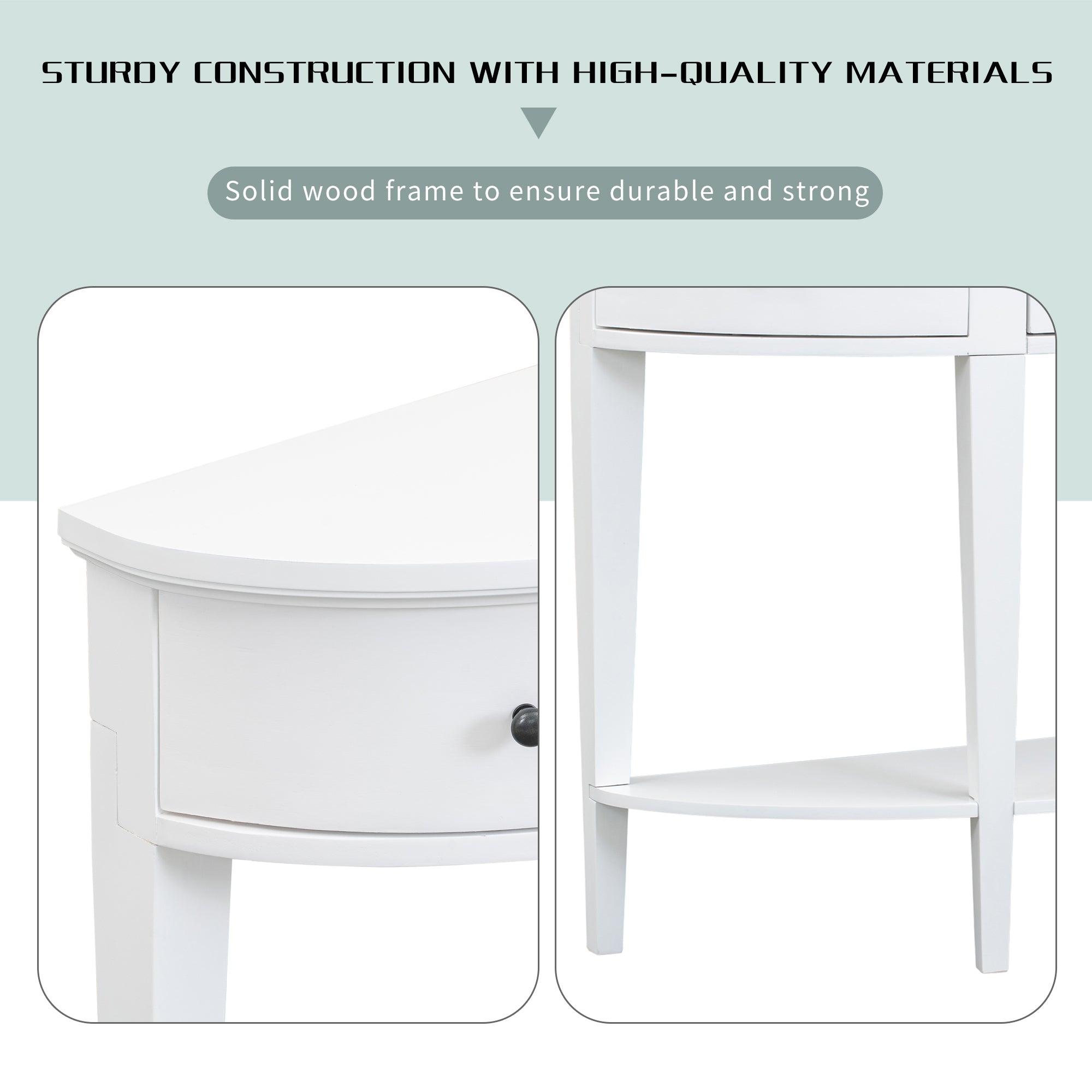 51 Inch Solid Wood and MDF Console Table with 3 Drawers and 1 Shelf