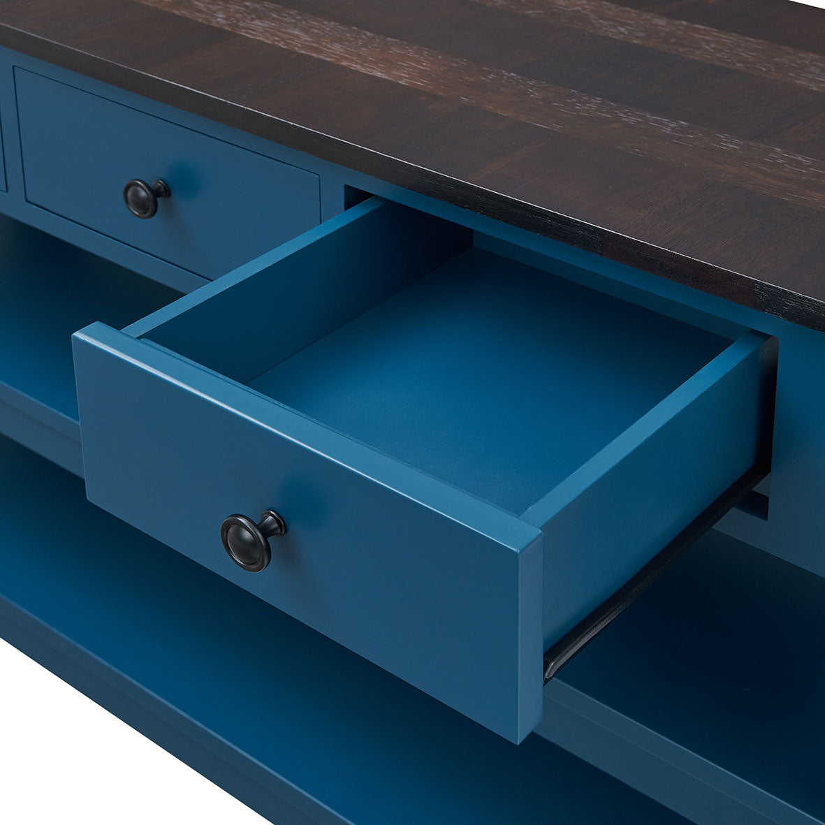 49 Inch Solid Wood and MDF Console Table with 3 Drawers and 2 Shelves