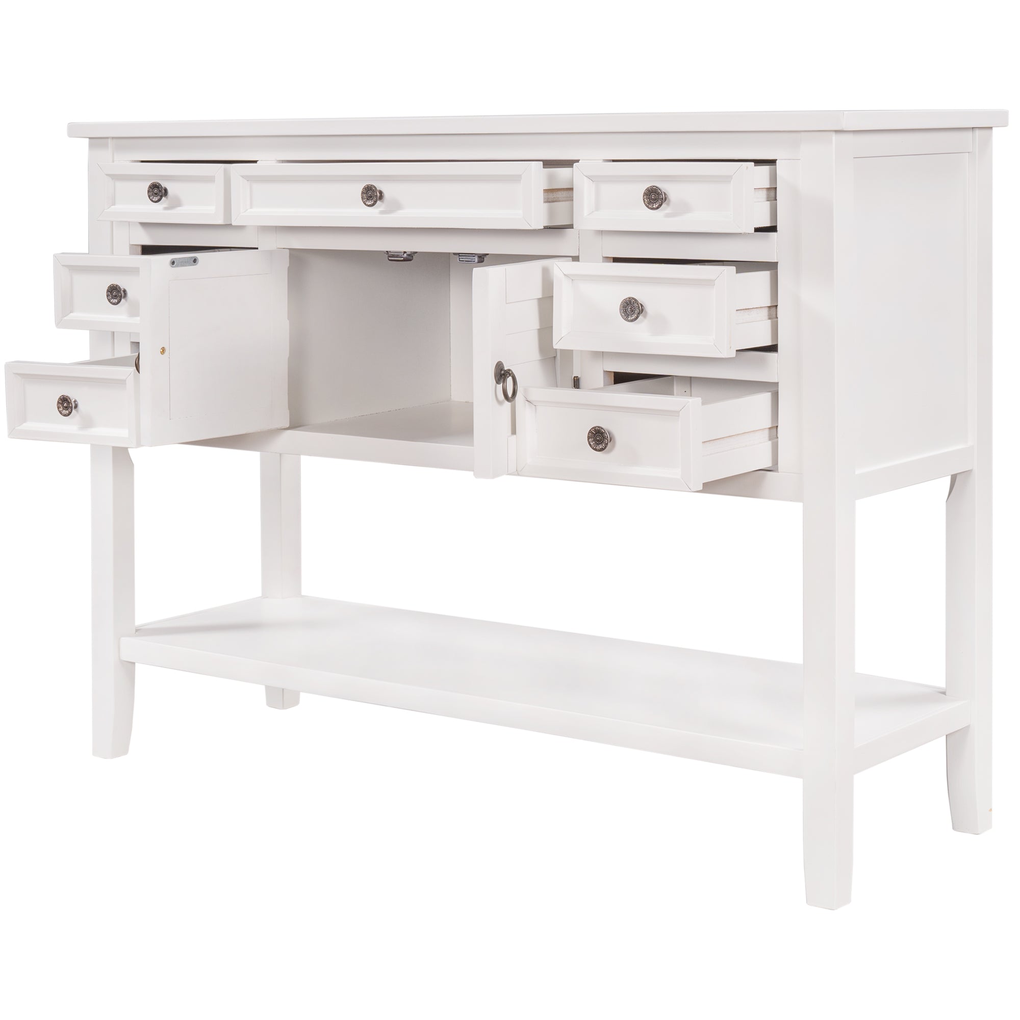 45 Inch MDF Console Table with 7 Drawers