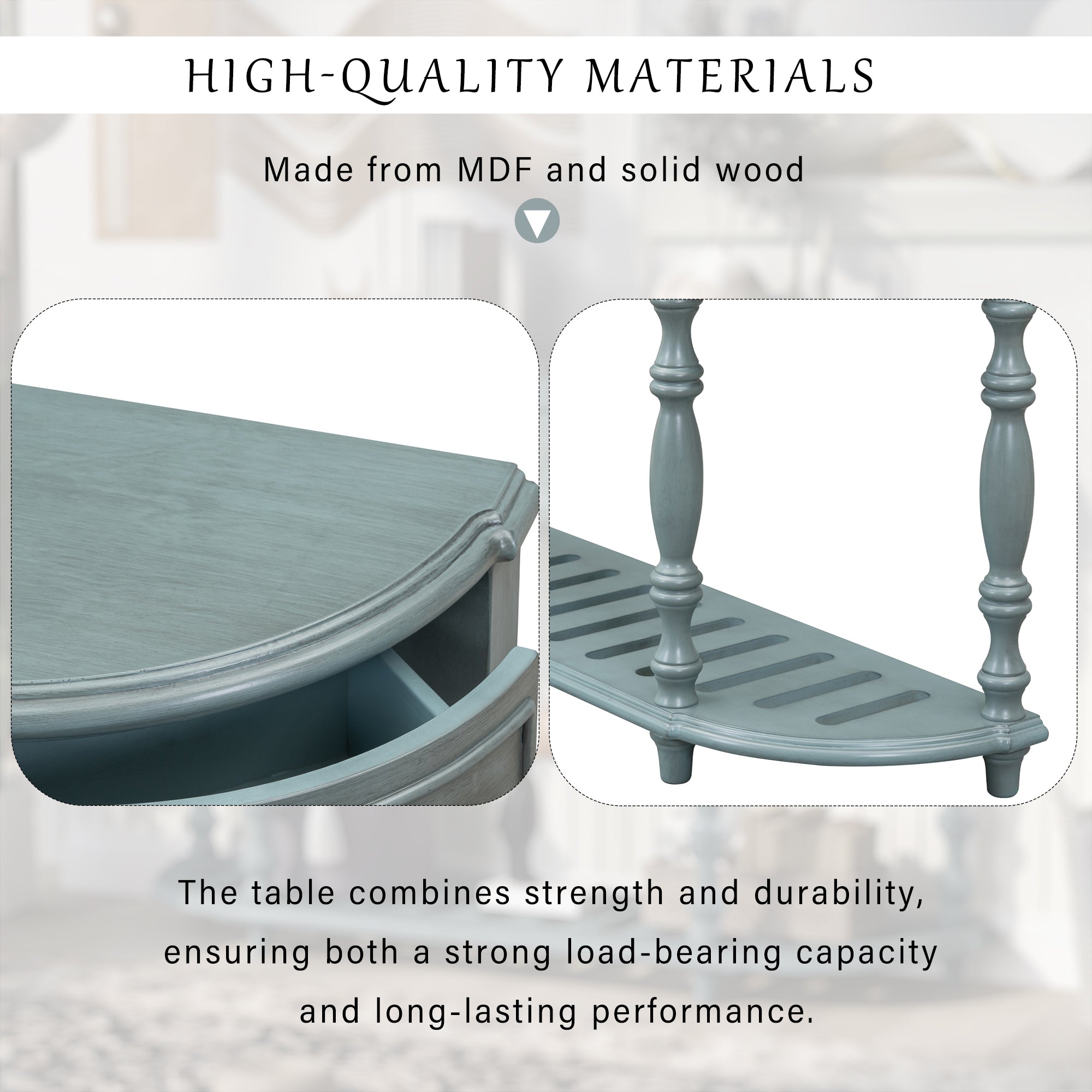52 Inch MDF Modern and Contemporary Curved Console Table