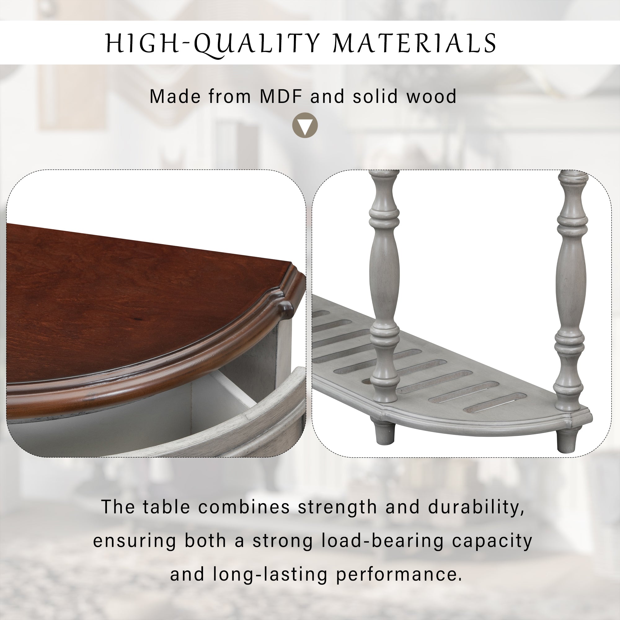 52 Inch MDF Modern and Contemporary Curved Console Table