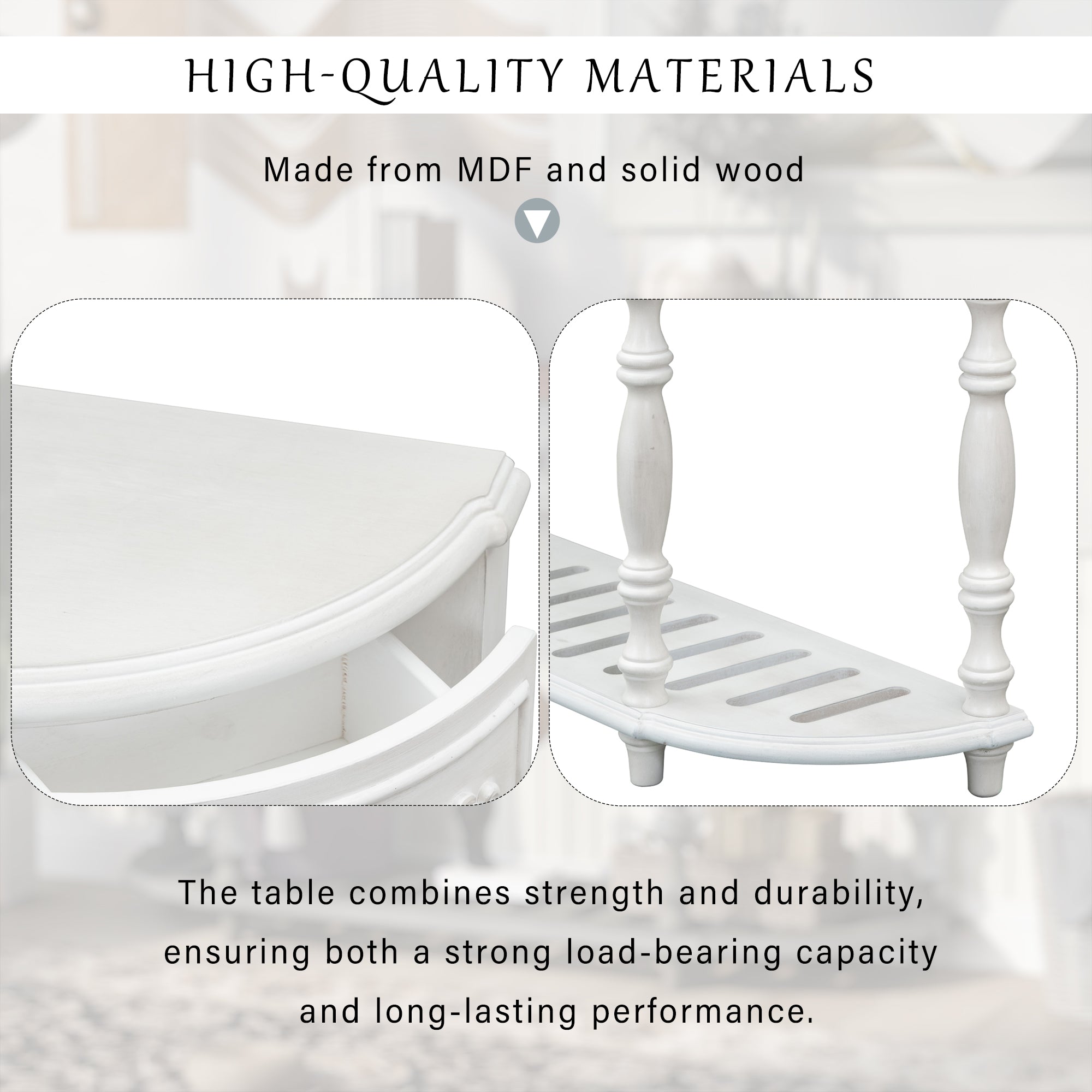52 Inch MDF Modern and Contemporary Curved Console Table