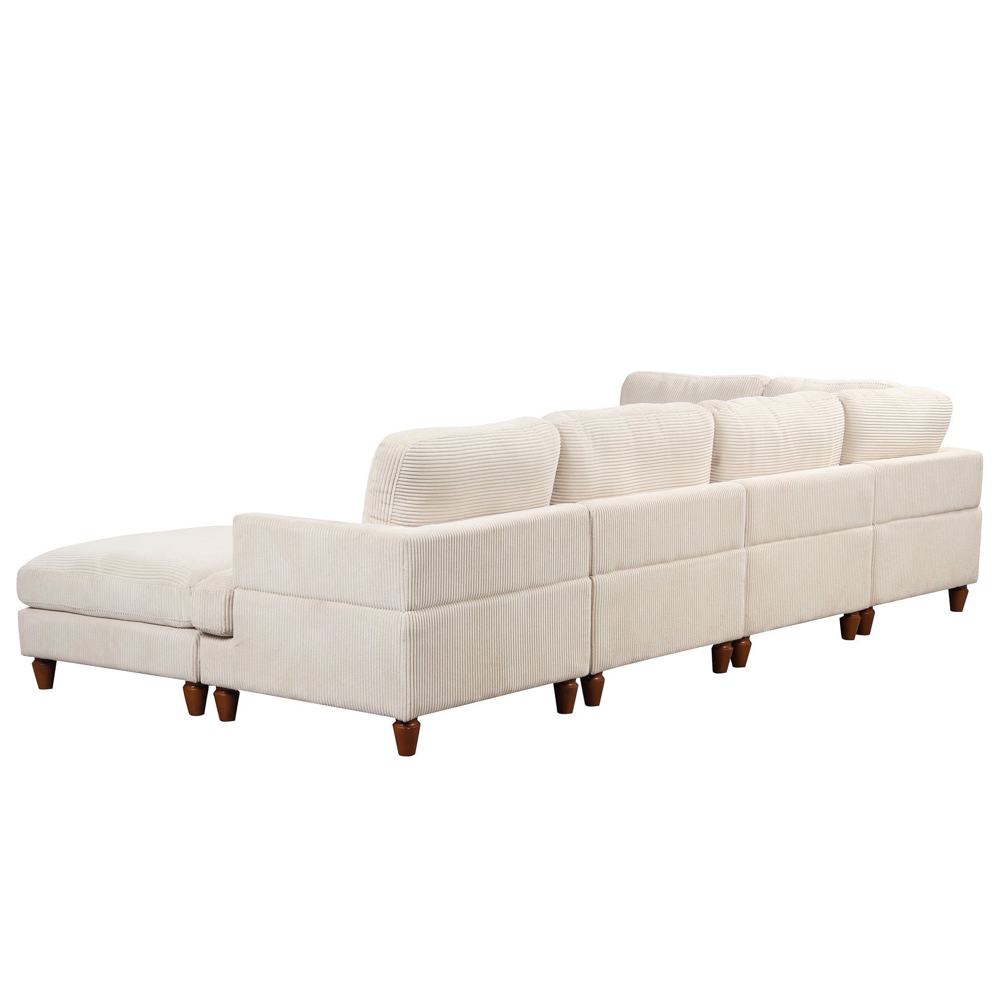 101.2 " Polyester Square Arm Sectional Sofa with Ottoman