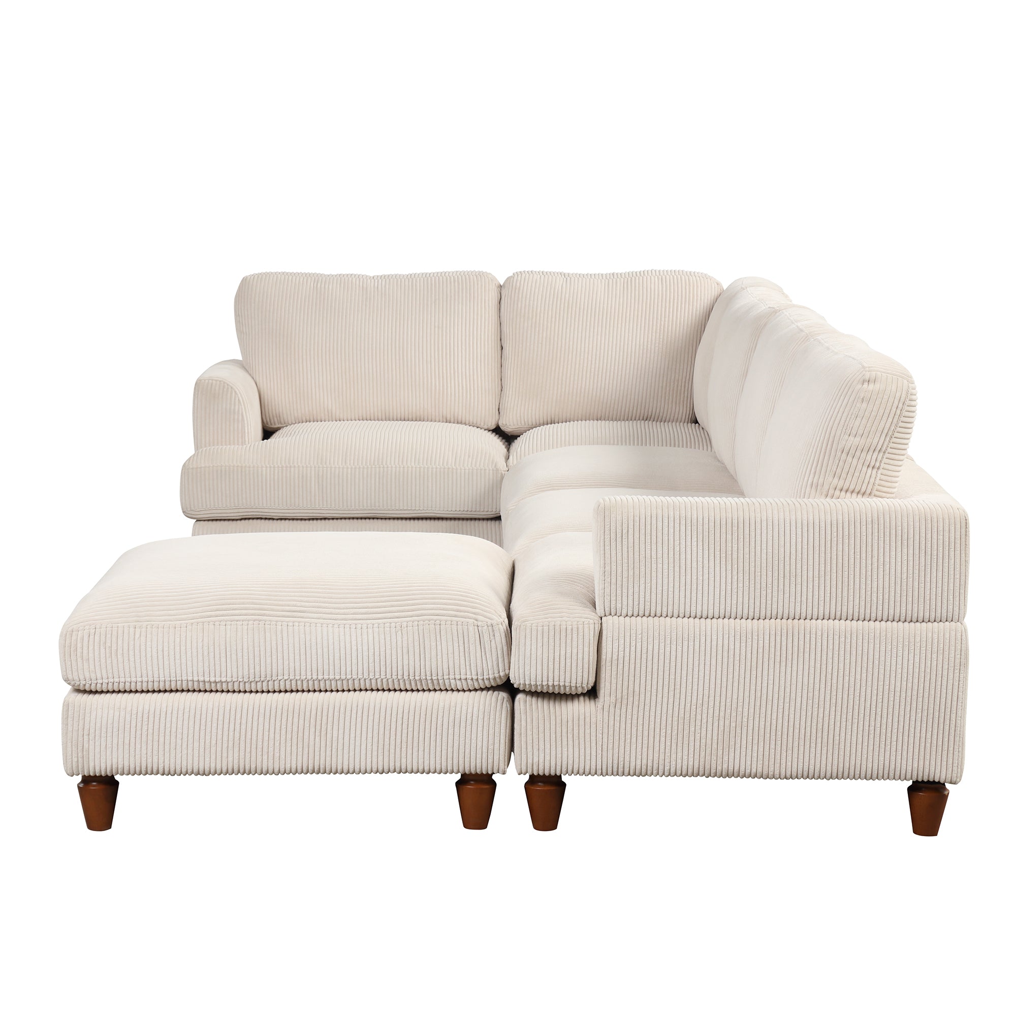 101.2 " Polyester Square Arm Sectional Sofa with Ottoman