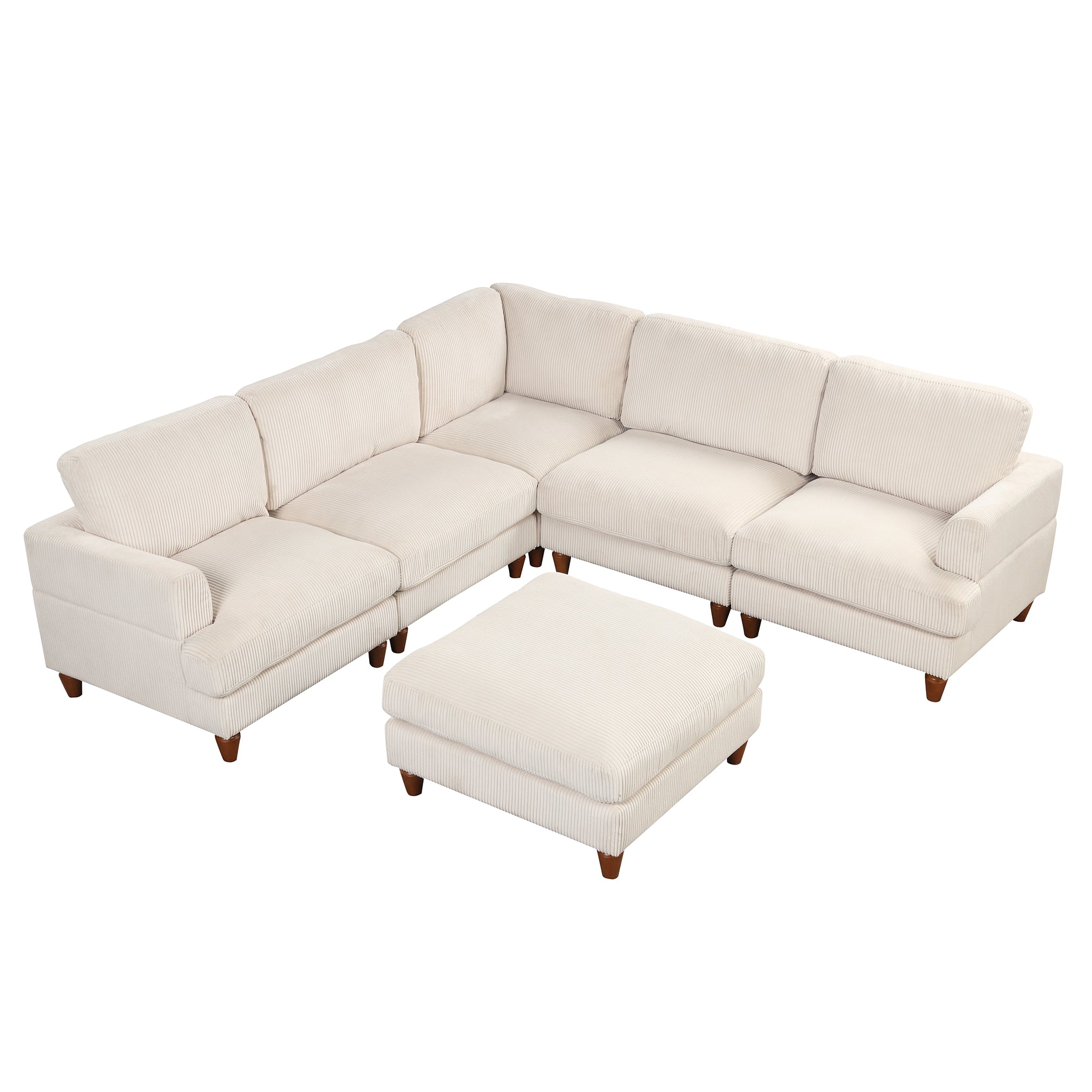 101.2 " Polyester Square Arm Sectional Sofa with Ottoman