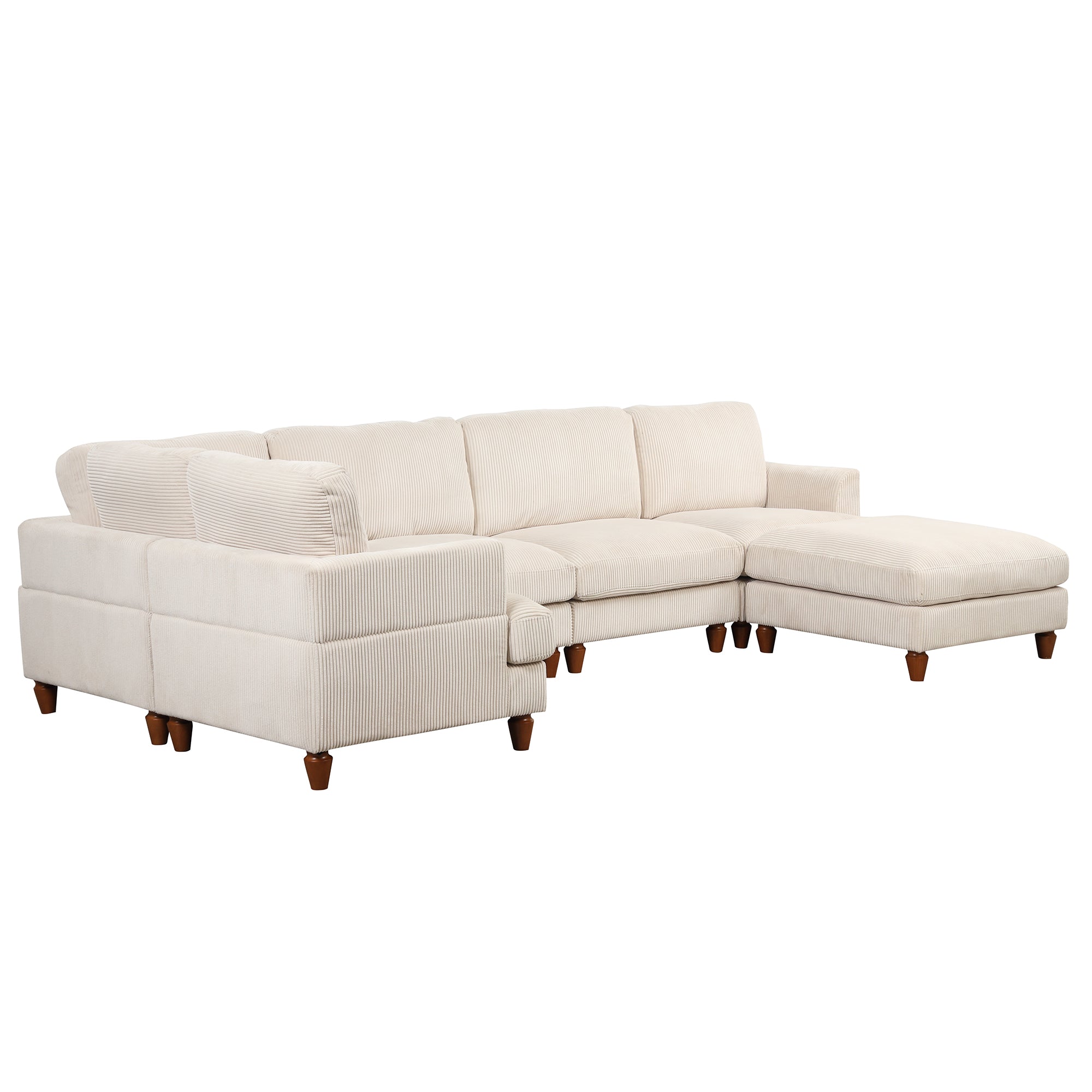 101.2 " Polyester Square Arm Sectional Sofa with Ottoman