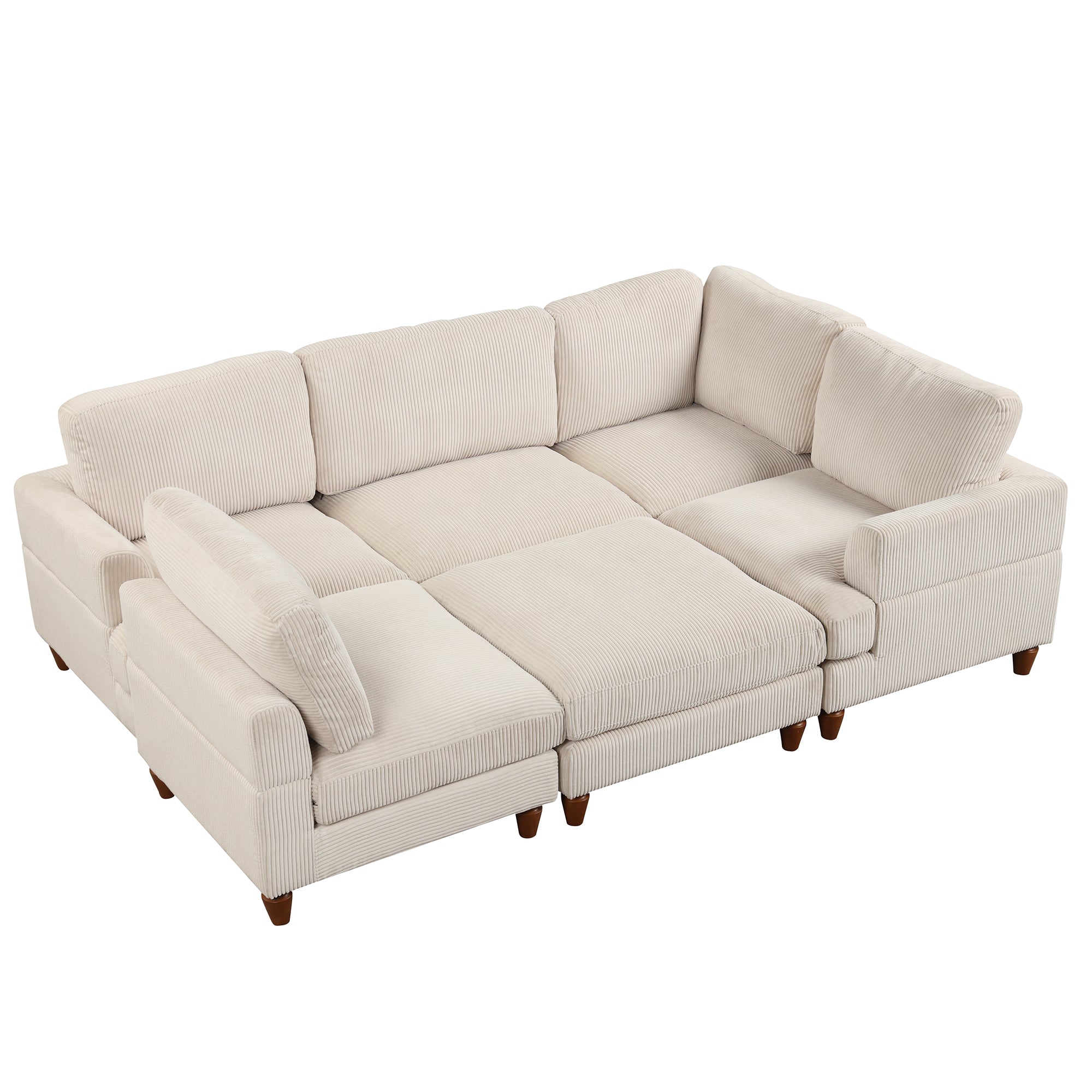 101.2 " Polyester Square Arm Sectional Sofa with Ottoman