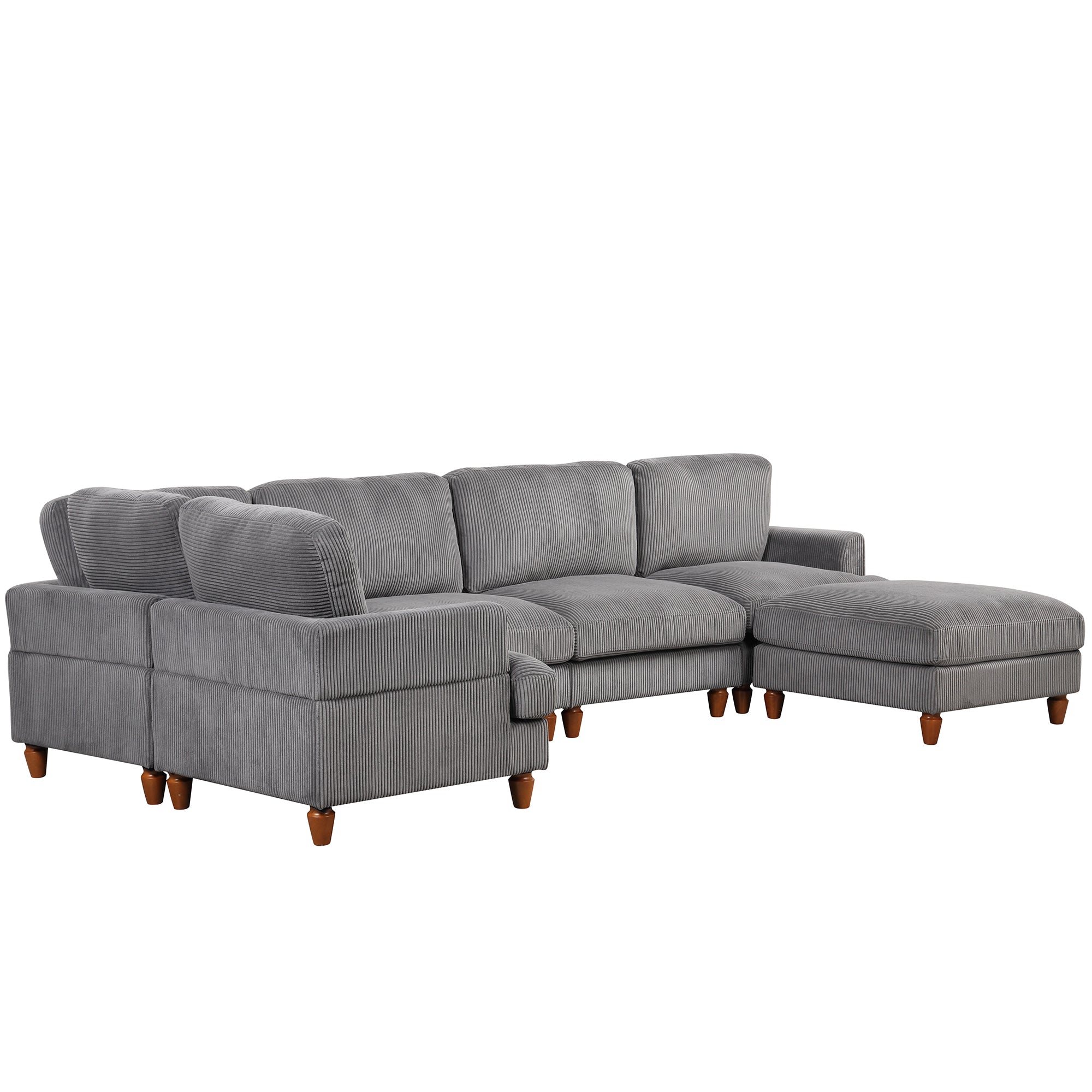 101.2 " Polyester Square Arm Sectional Sofa with Ottoman