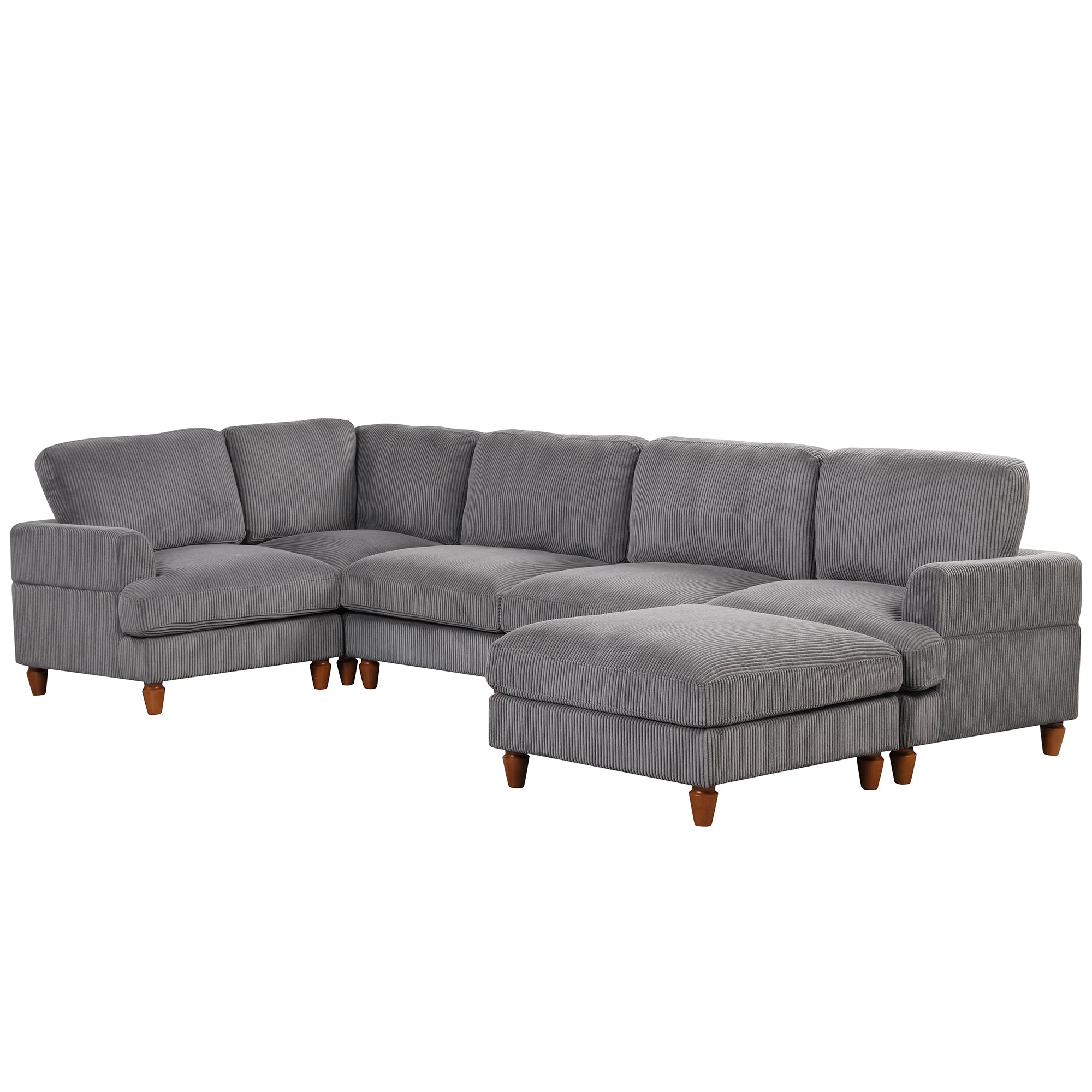 101.2 " Polyester Square Arm Sectional Sofa with Ottoman