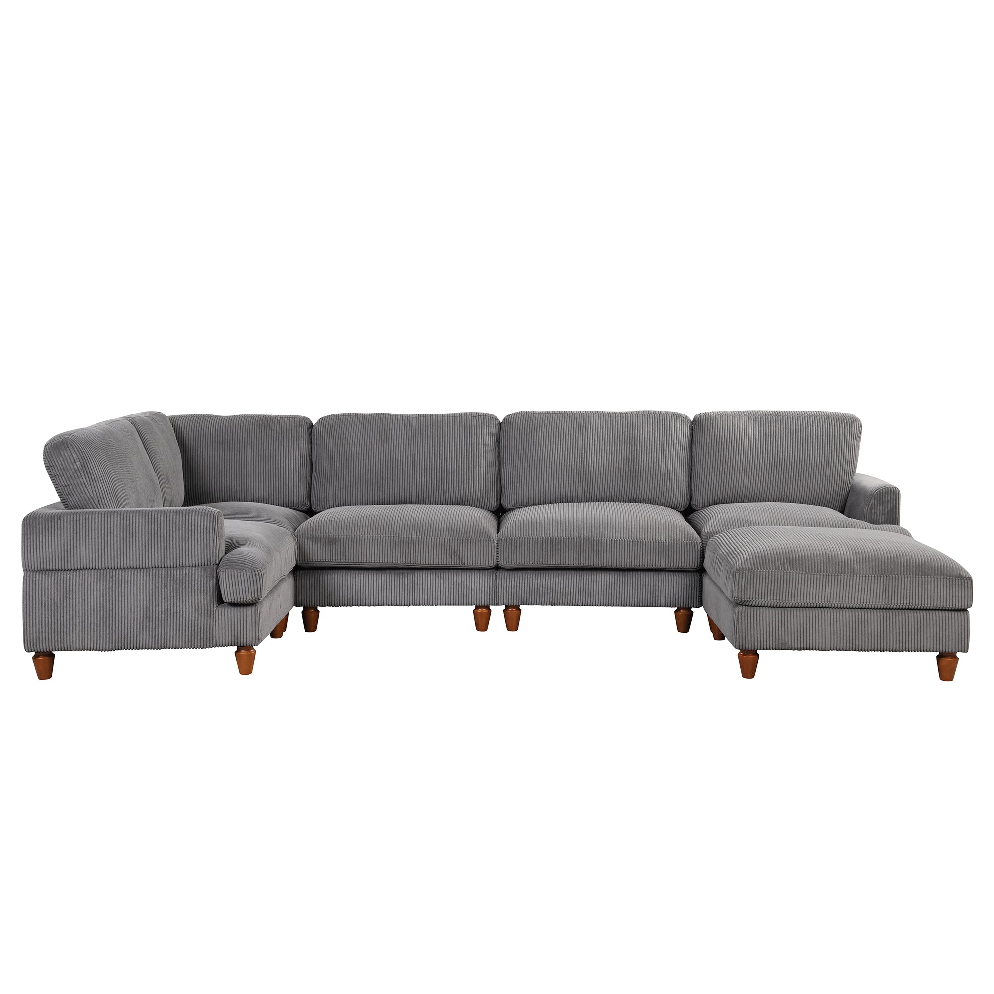 101.2 " Polyester Square Arm Sectional Sofa with Ottoman