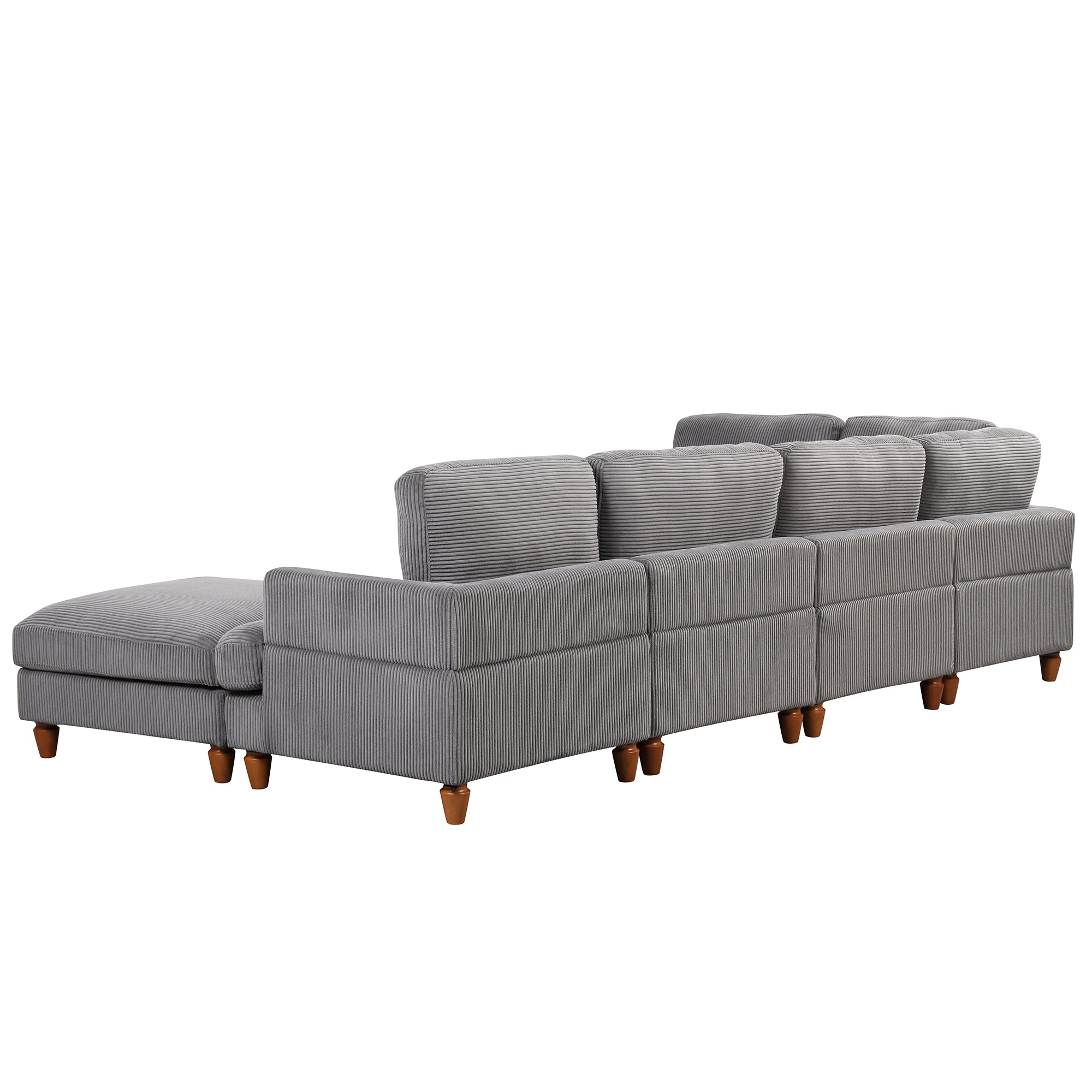 101.2 " Polyester Square Arm Sectional Sofa with Ottoman