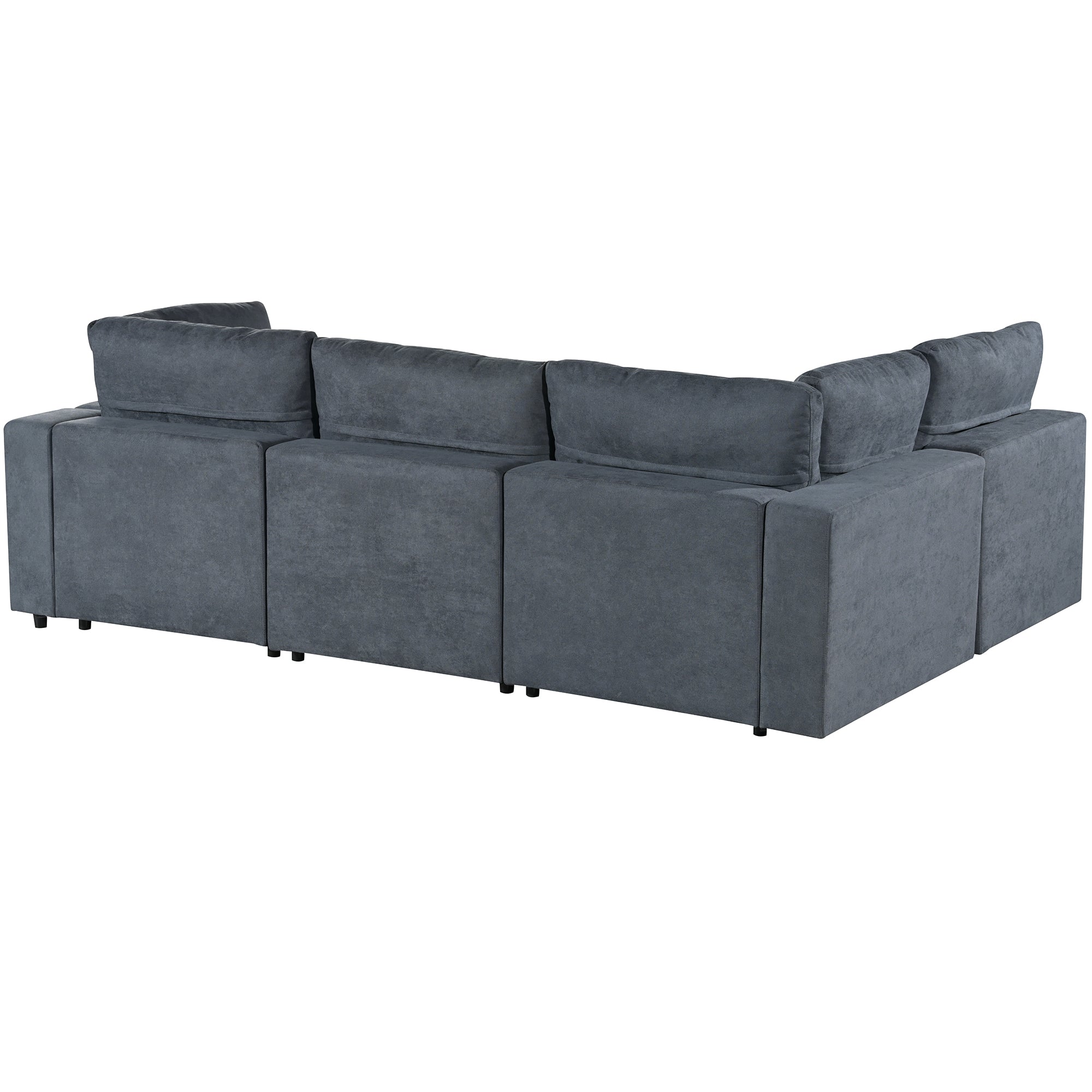 105.9" Polyester Pillow top Arm Sectional sofa with USB Charge Ports,Wireless Charging and Built-in Bluetooth Speaker in Arm