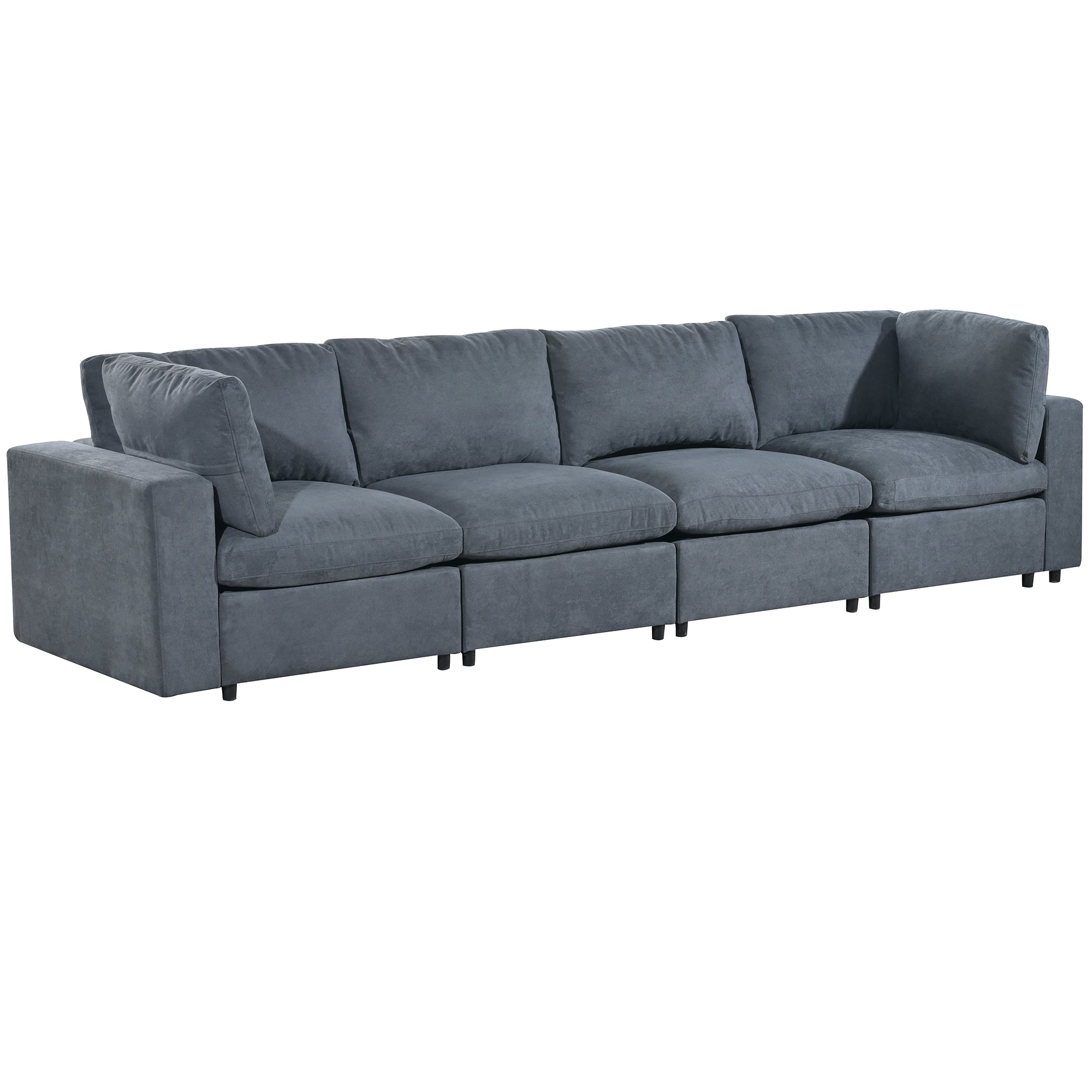 105.9" Polyester Pillow top Arm Sectional sofa with USB Charge Ports,Wireless Charging and Built-in Bluetooth Speaker in Arm