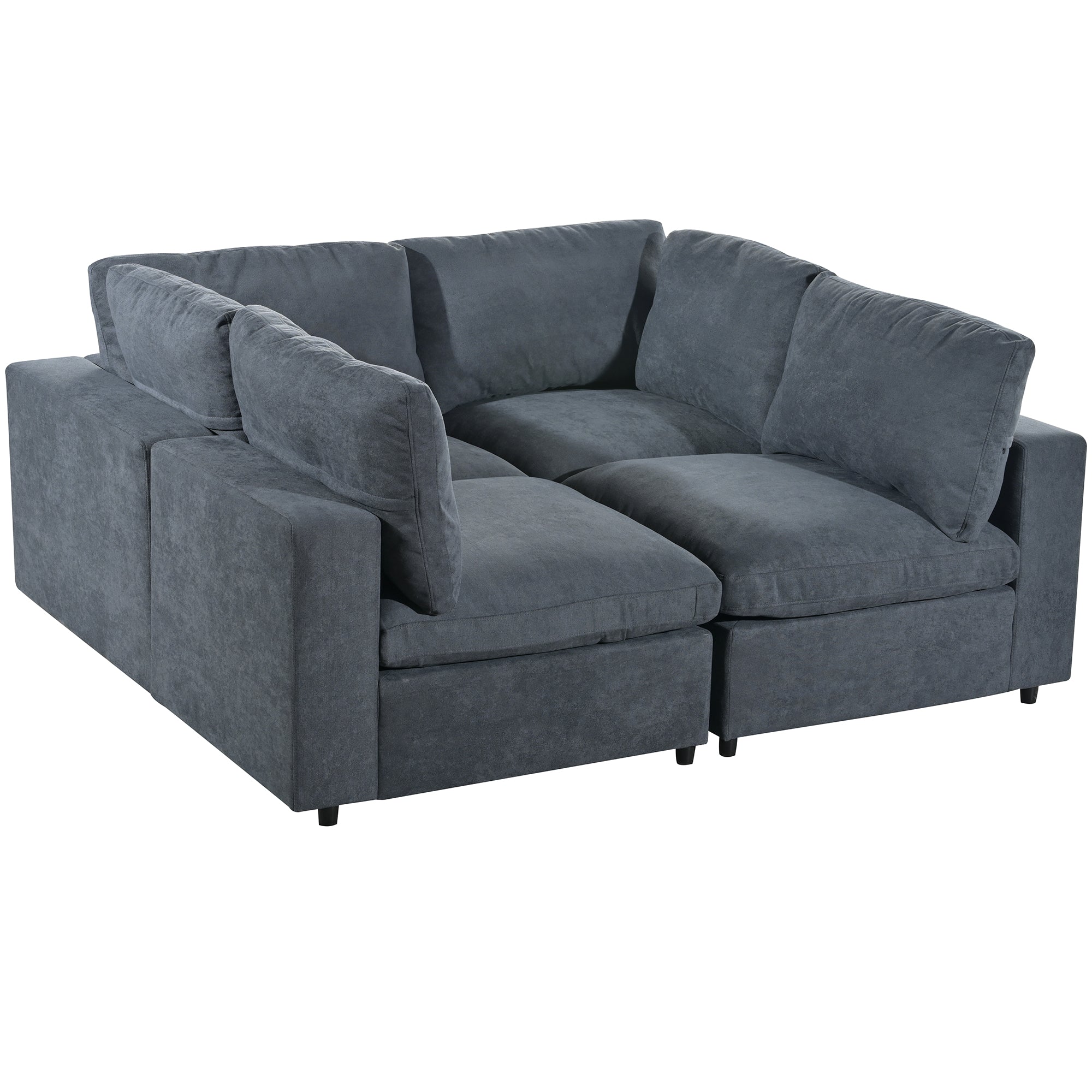 105.9" Polyester Pillow top Arm Sectional sofa with USB Charge Ports,Wireless Charging and Built-in Bluetooth Speaker in Arm