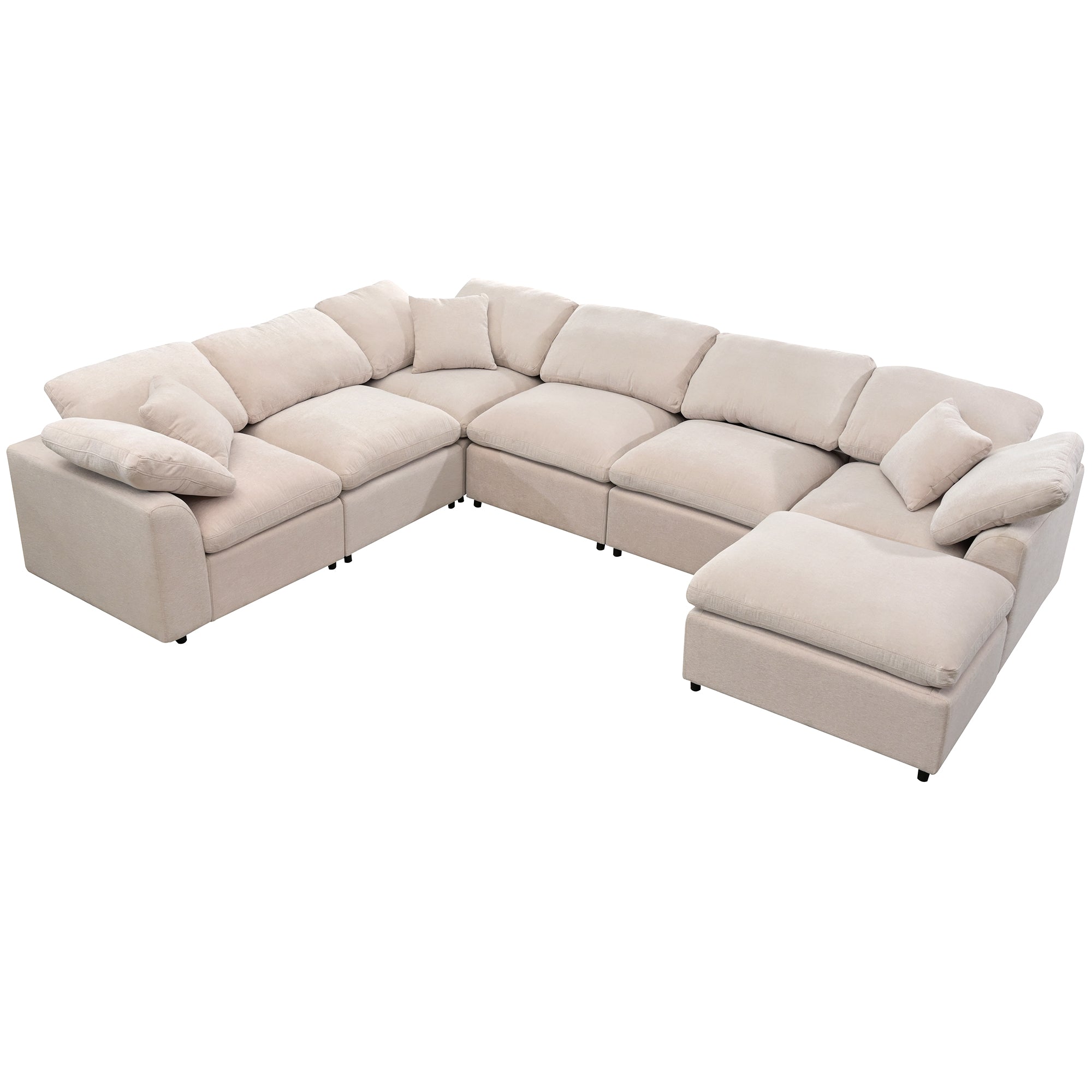 130.3" Polyester Pillow top Arm Oversized Modular Sectional Sofa