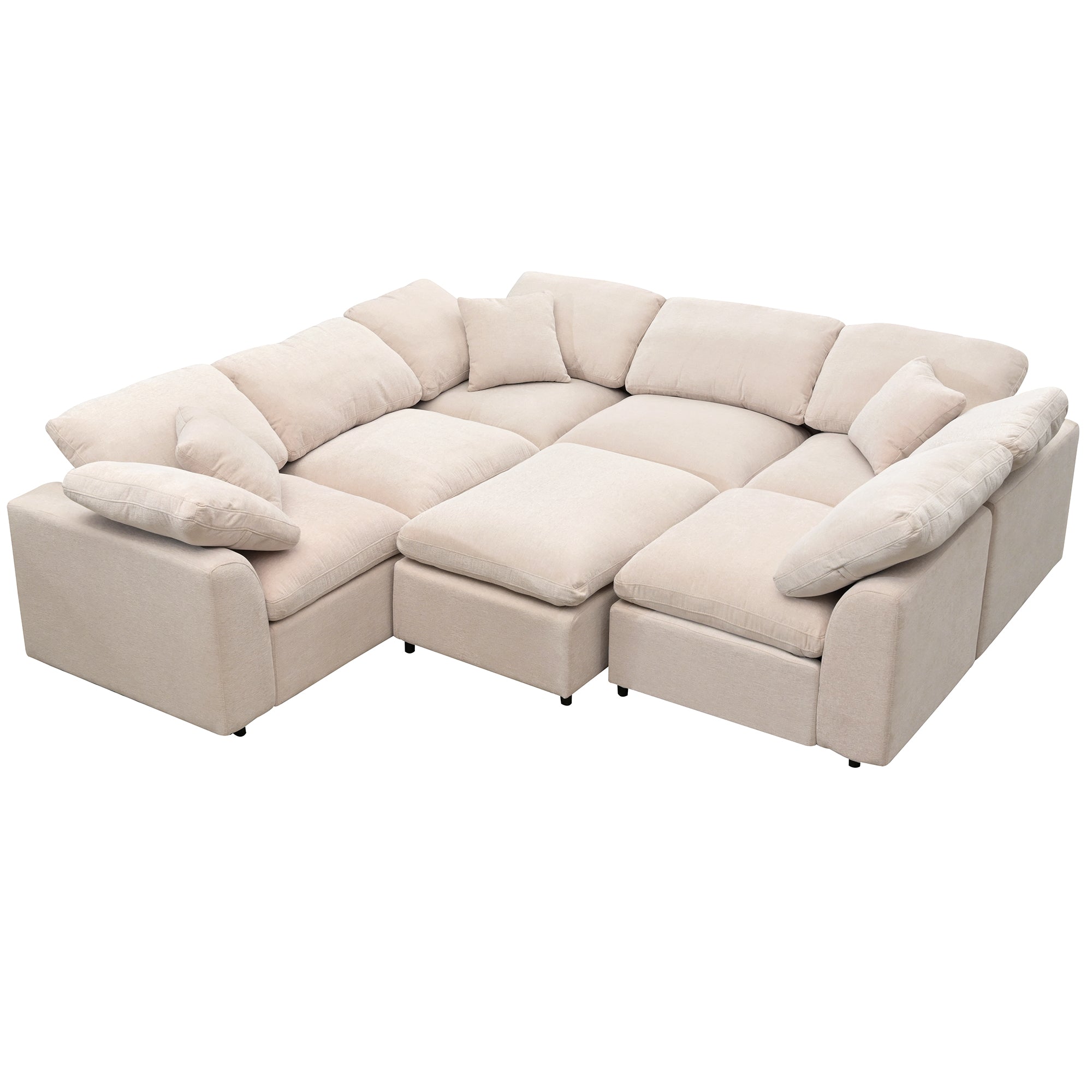 130.3" Polyester Pillow top Arm Oversized Modular Sectional Sofa