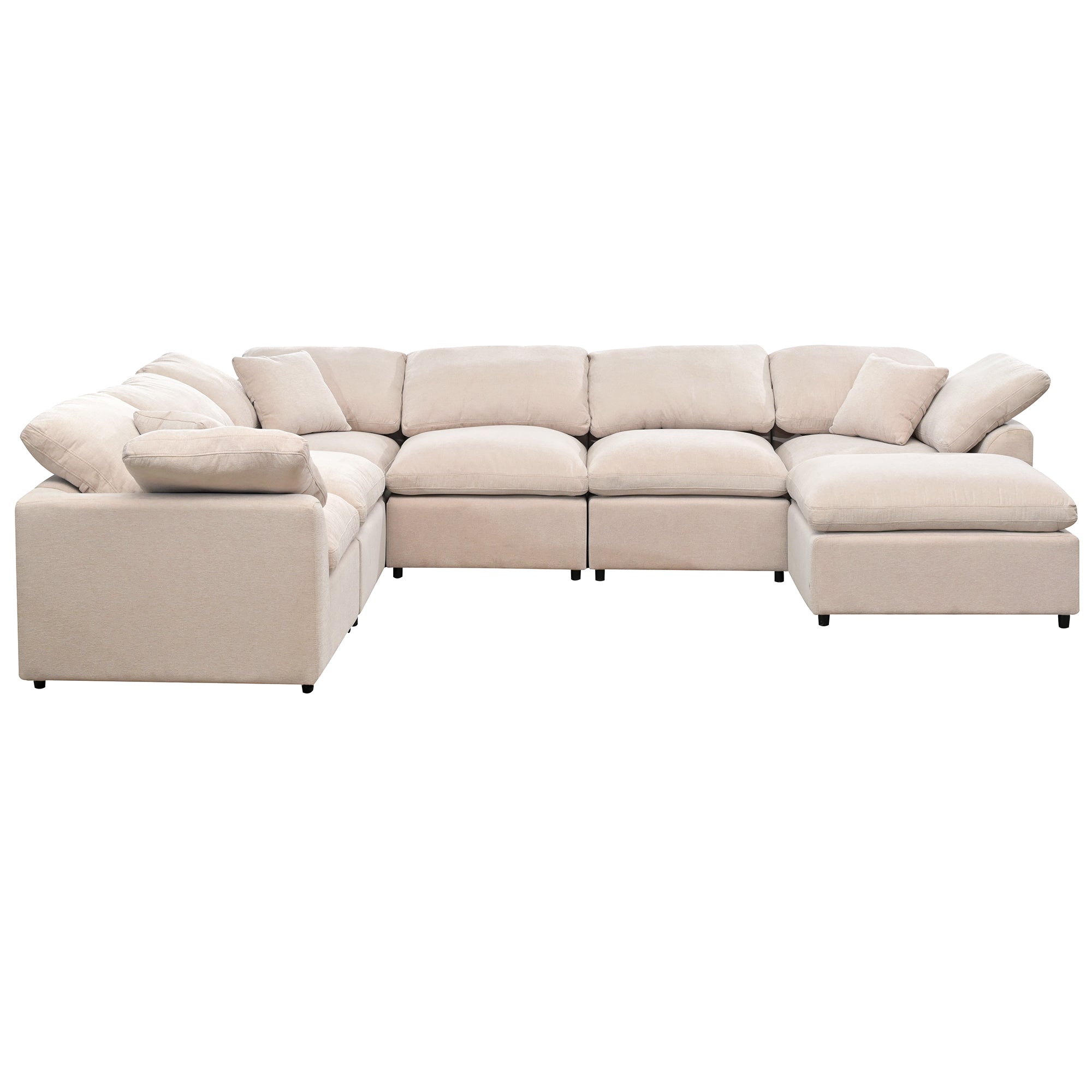 130.3" Polyester Pillow top Arm Oversized Modular Sectional Sofa