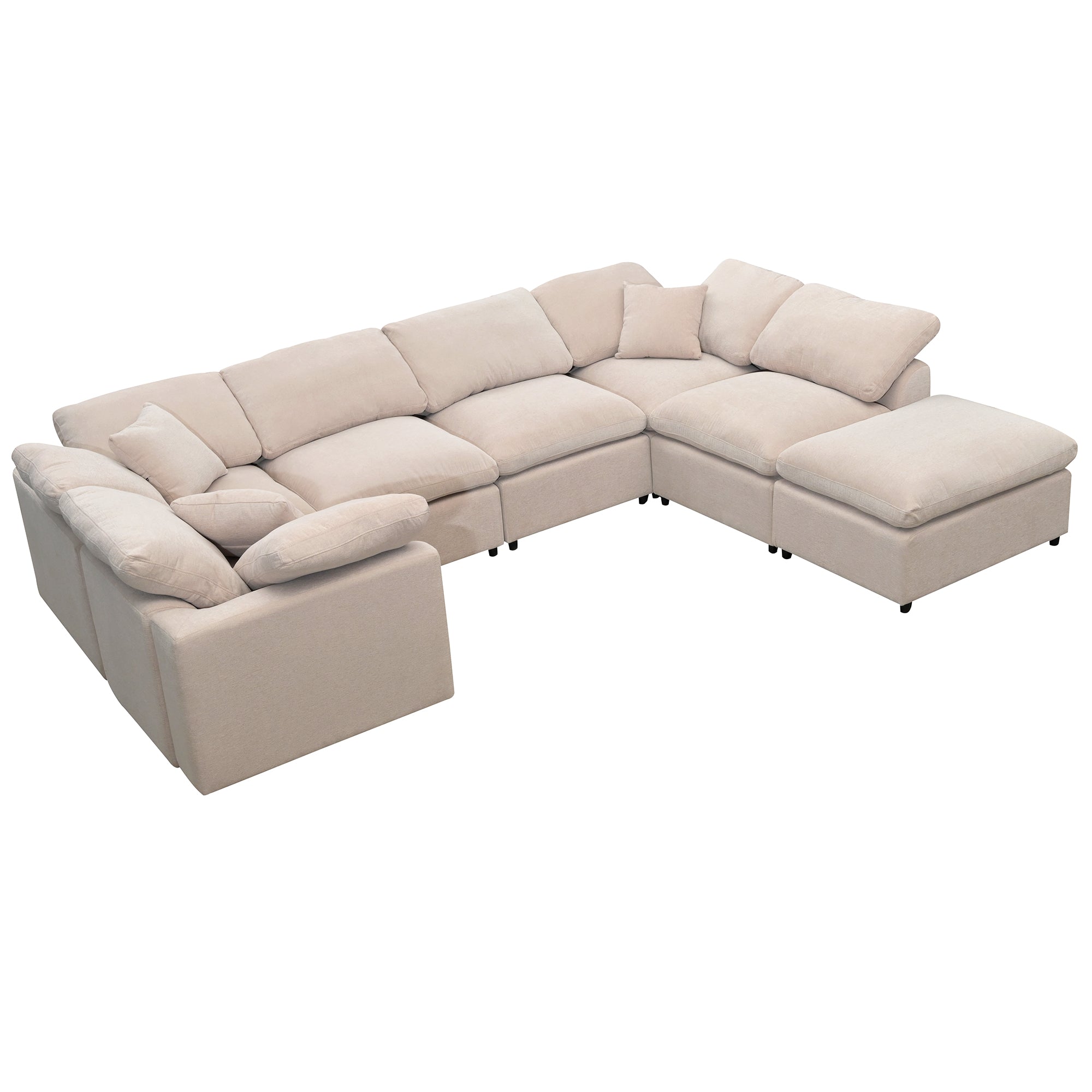 130.3" Polyester Pillow top Arm Oversized Modular Sectional Sofa