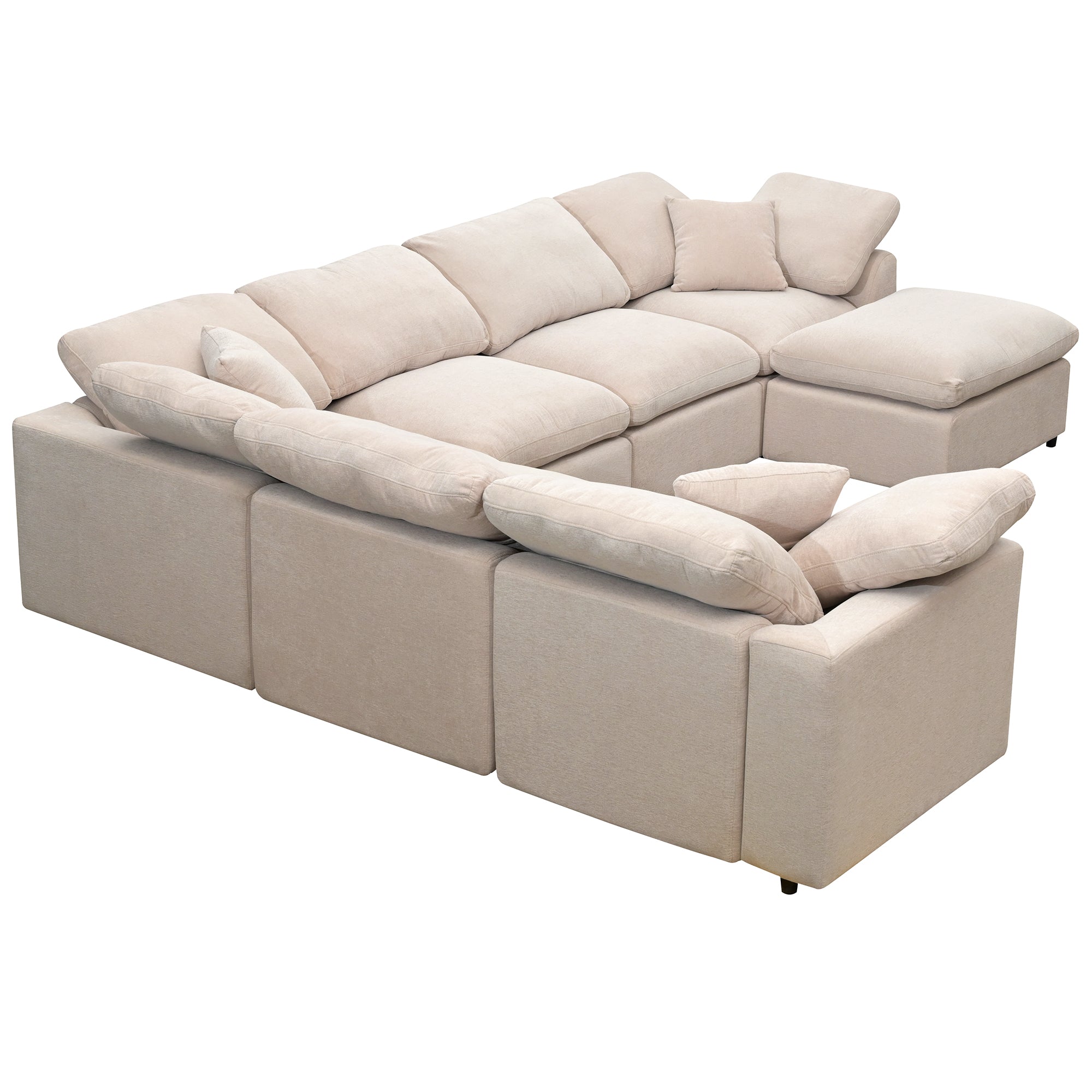 130.3" Polyester Pillow top Arm Oversized Modular Sectional Sofa