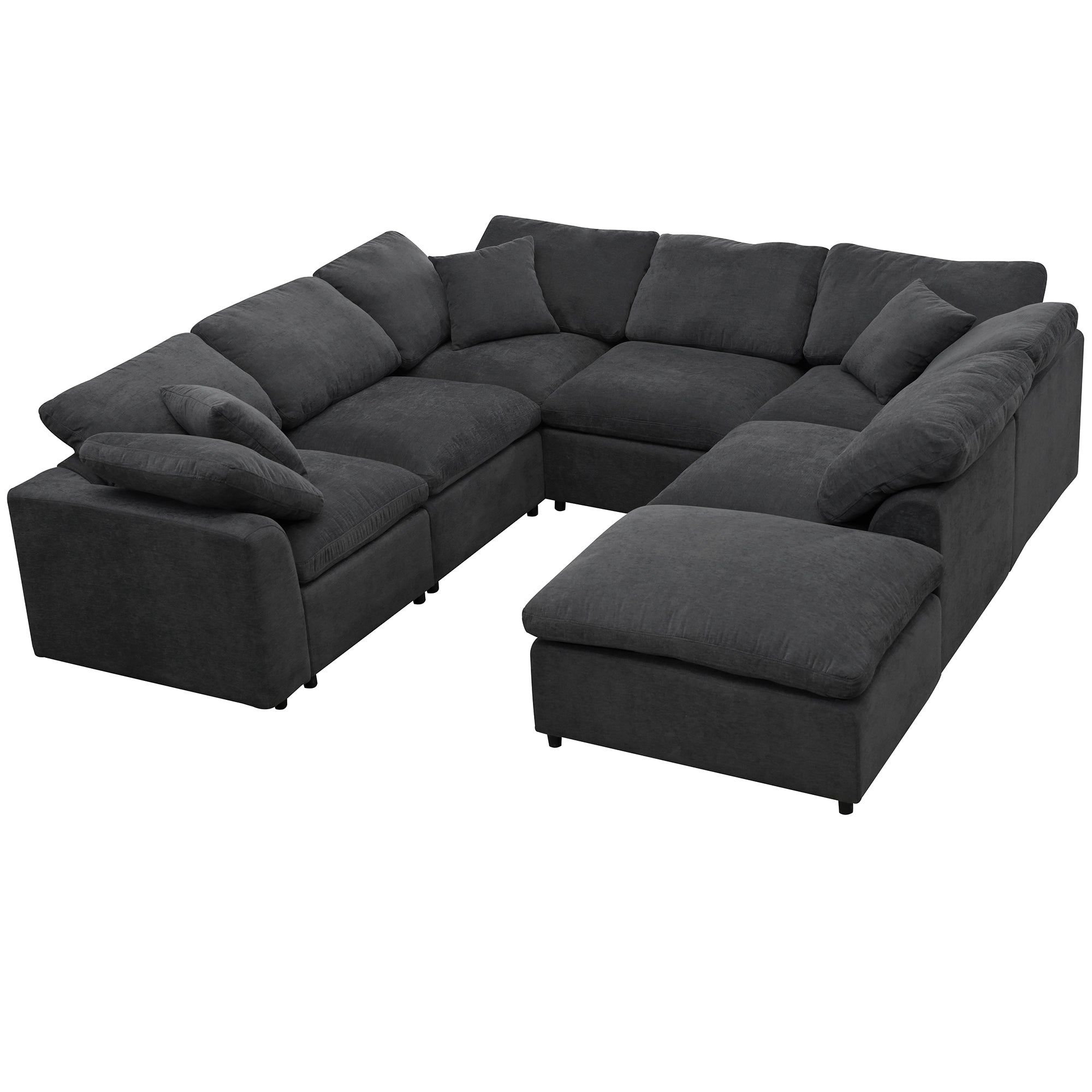 130.3" Polyester Pillow top Arm  Oversized Modular Sectional Sofa