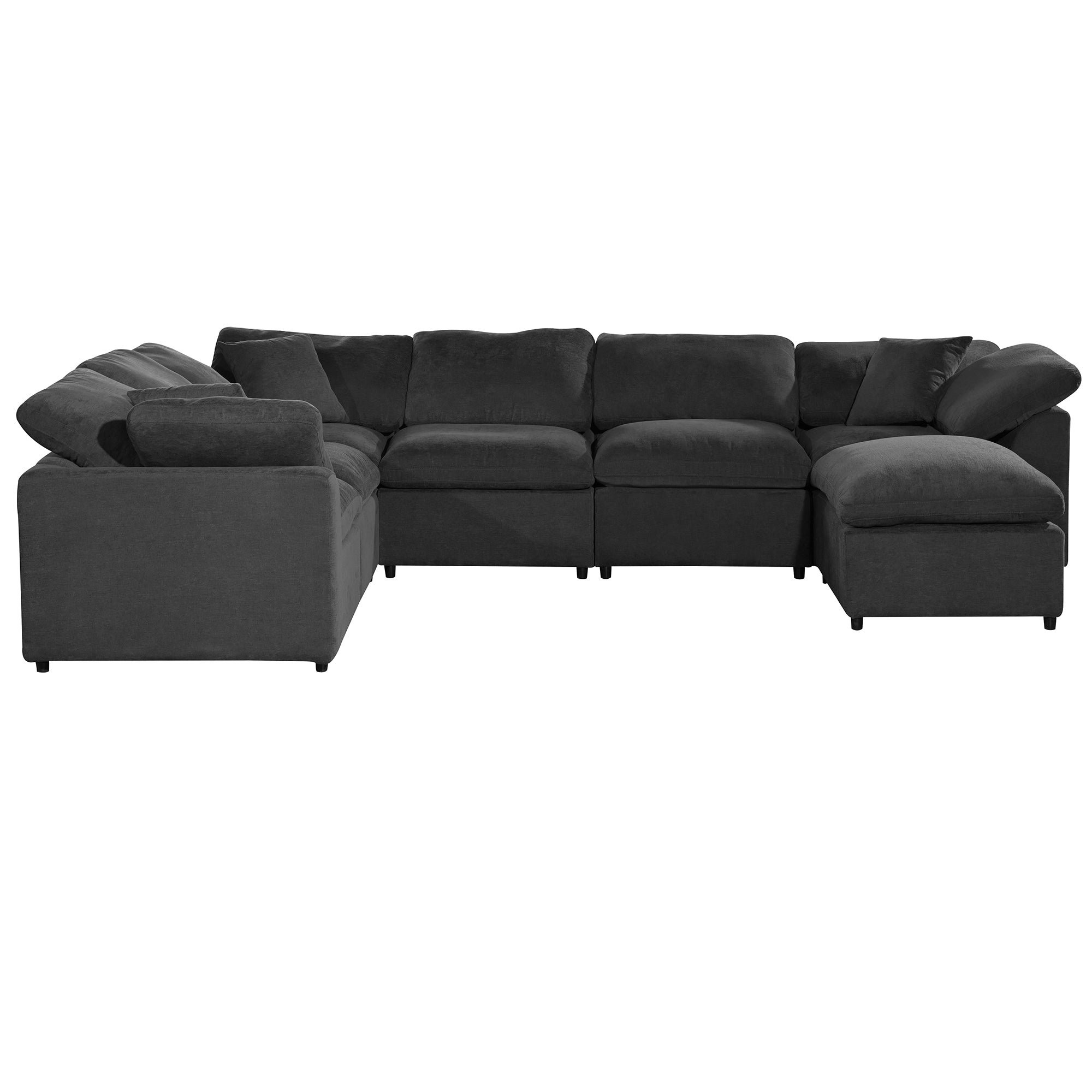 130.3" Polyester Pillow top Arm  Oversized Modular Sectional Sofa