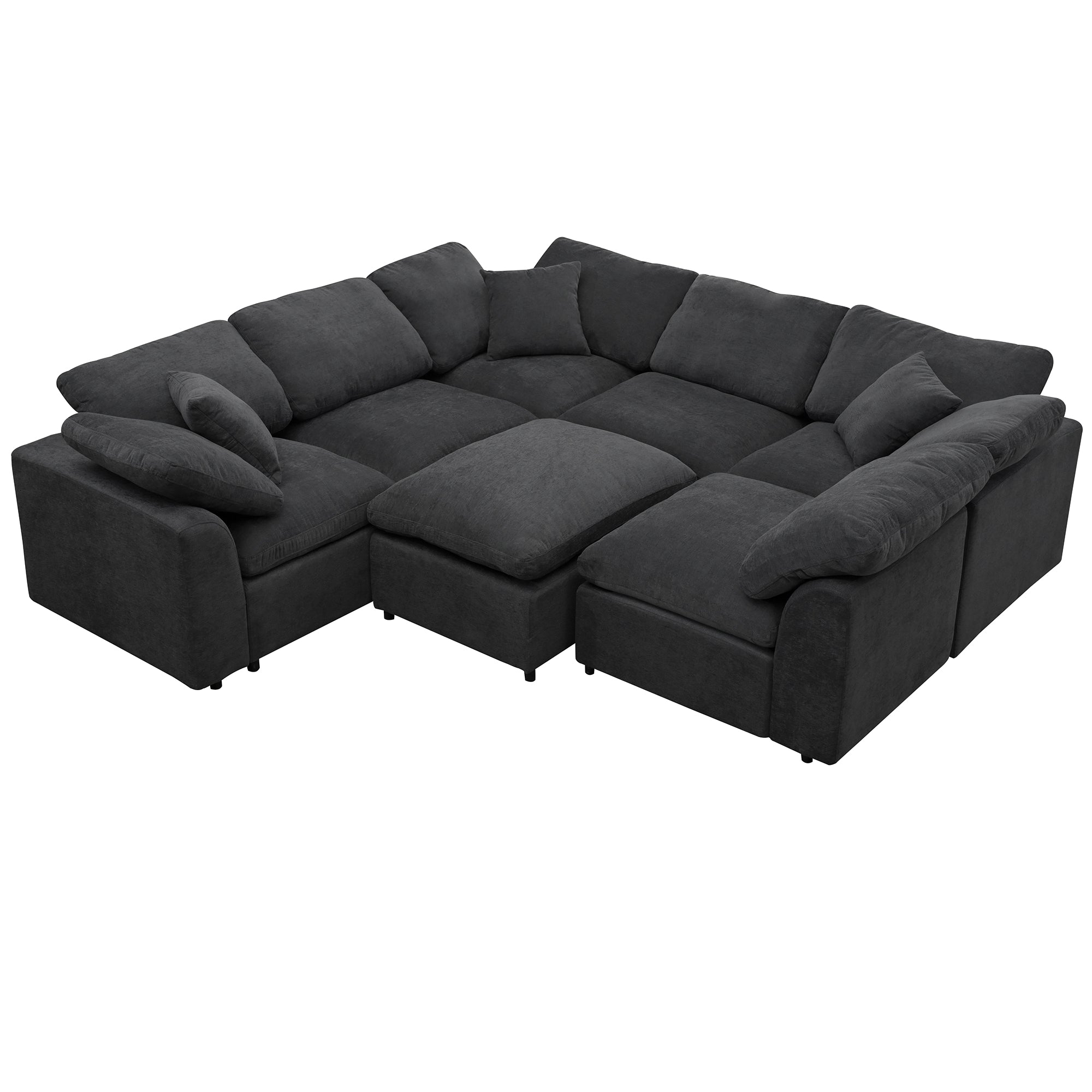130.3" Polyester Pillow top Arm  Oversized Modular Sectional Sofa