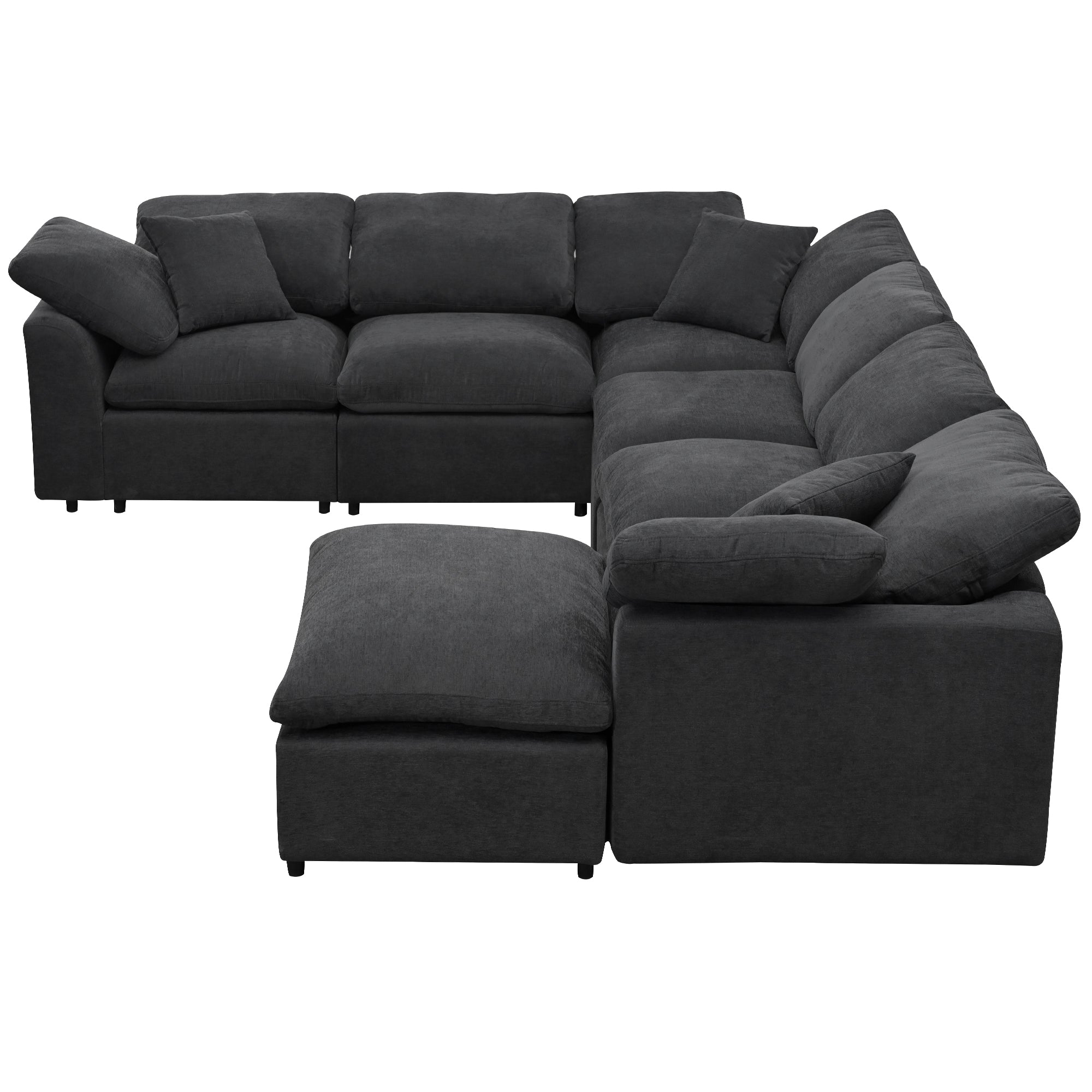 130.3" Polyester Pillow top Arm  Oversized Modular Sectional Sofa
