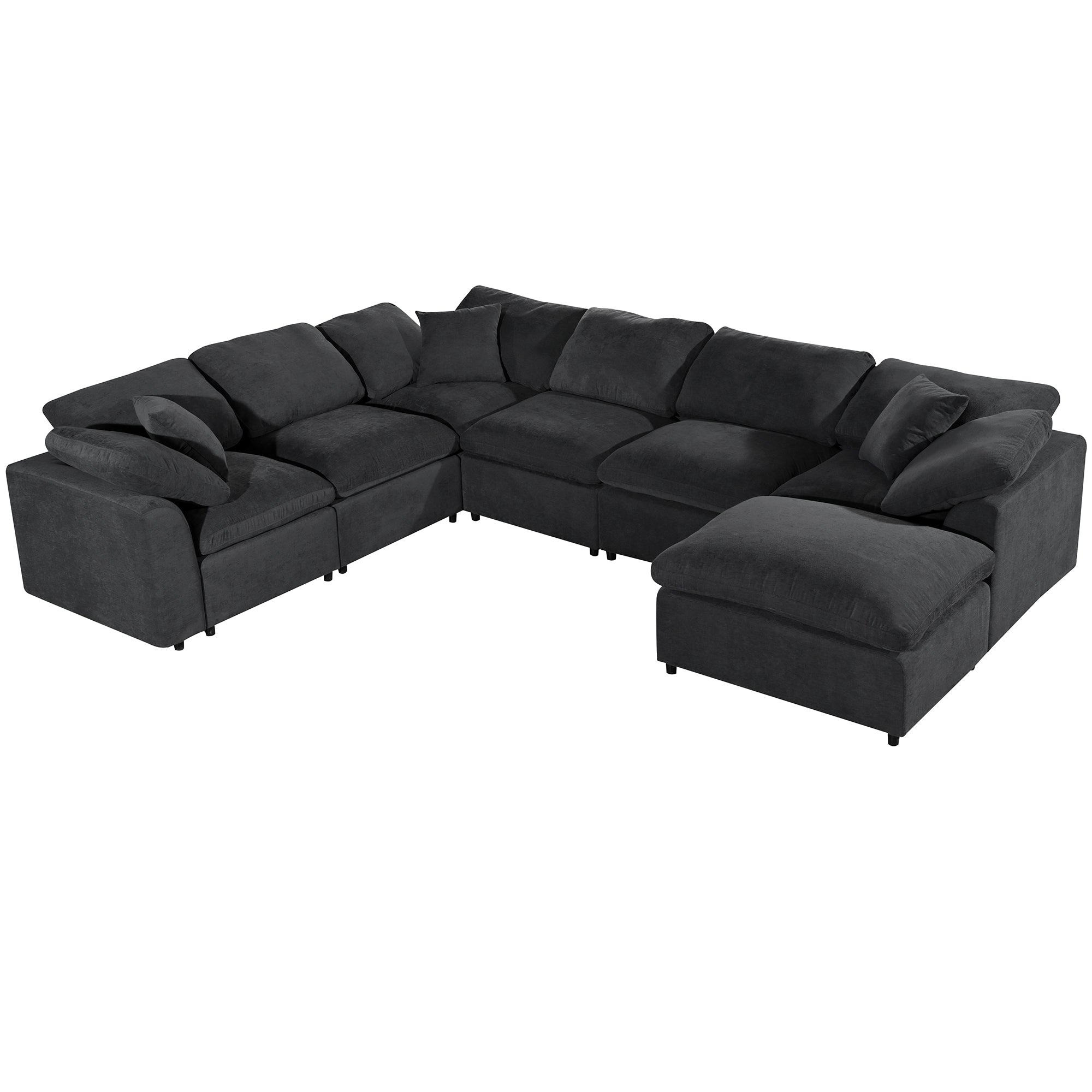 130.3" Polyester Pillow top Arm  Oversized Modular Sectional Sofa