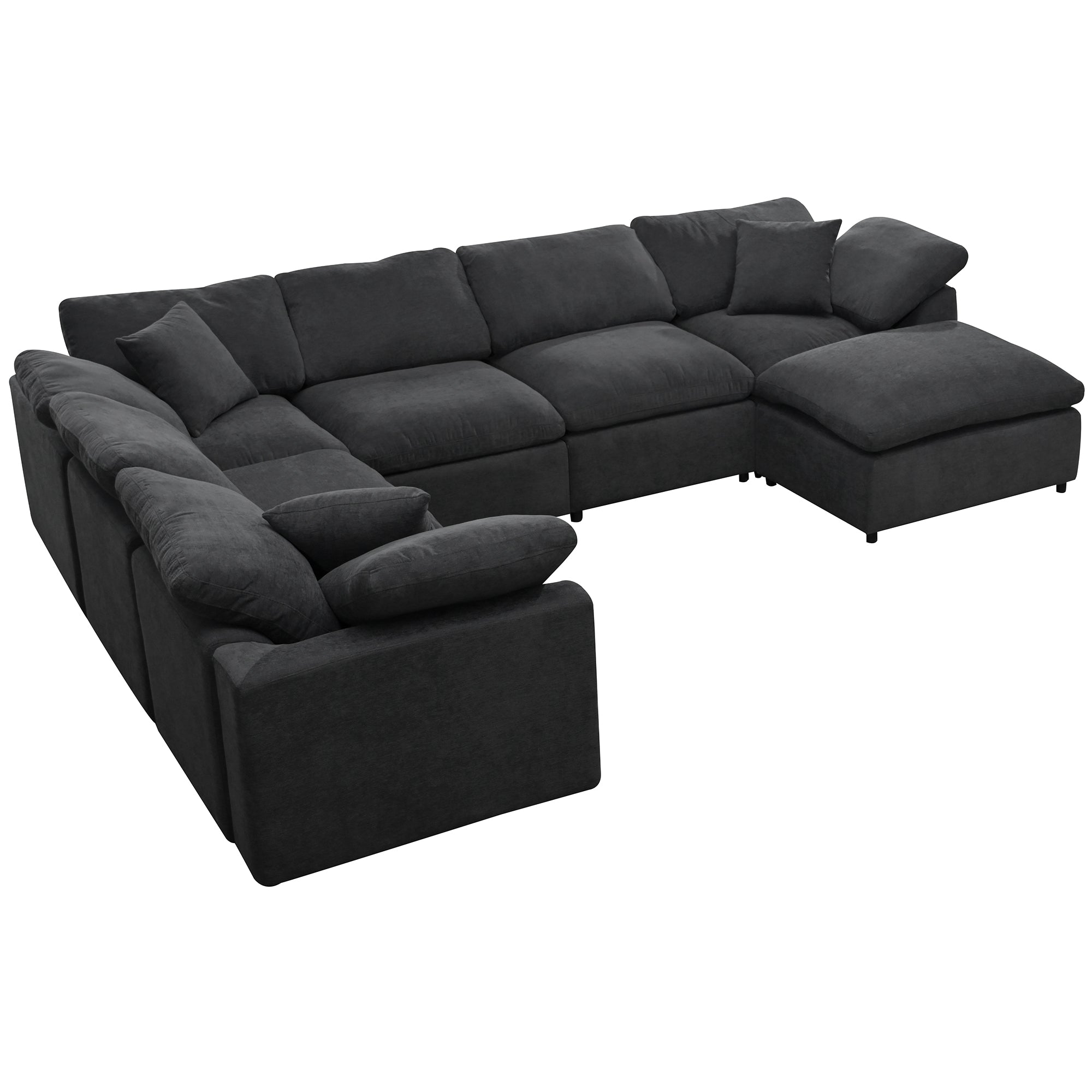 130.3" Polyester Pillow top Arm  Oversized Modular Sectional Sofa