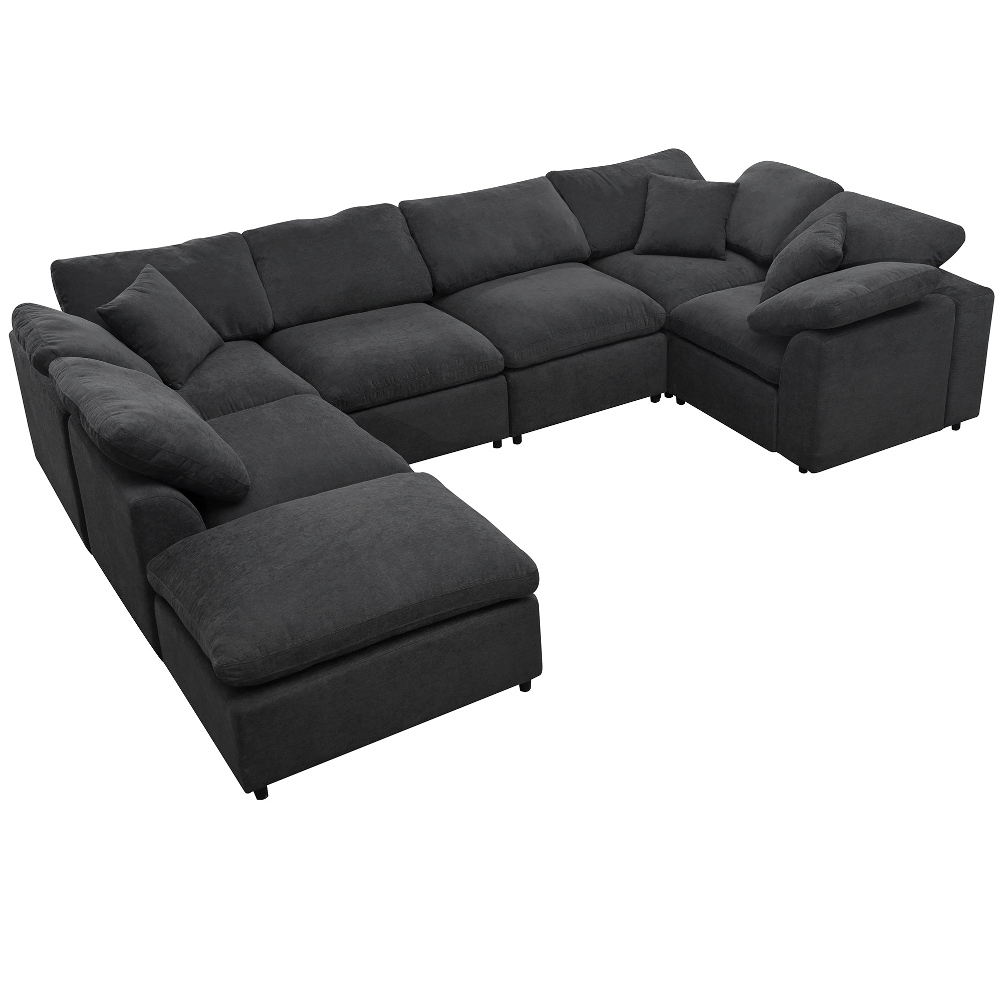 130.3" Polyester Pillow top Arm  Oversized Modular Sectional Sofa