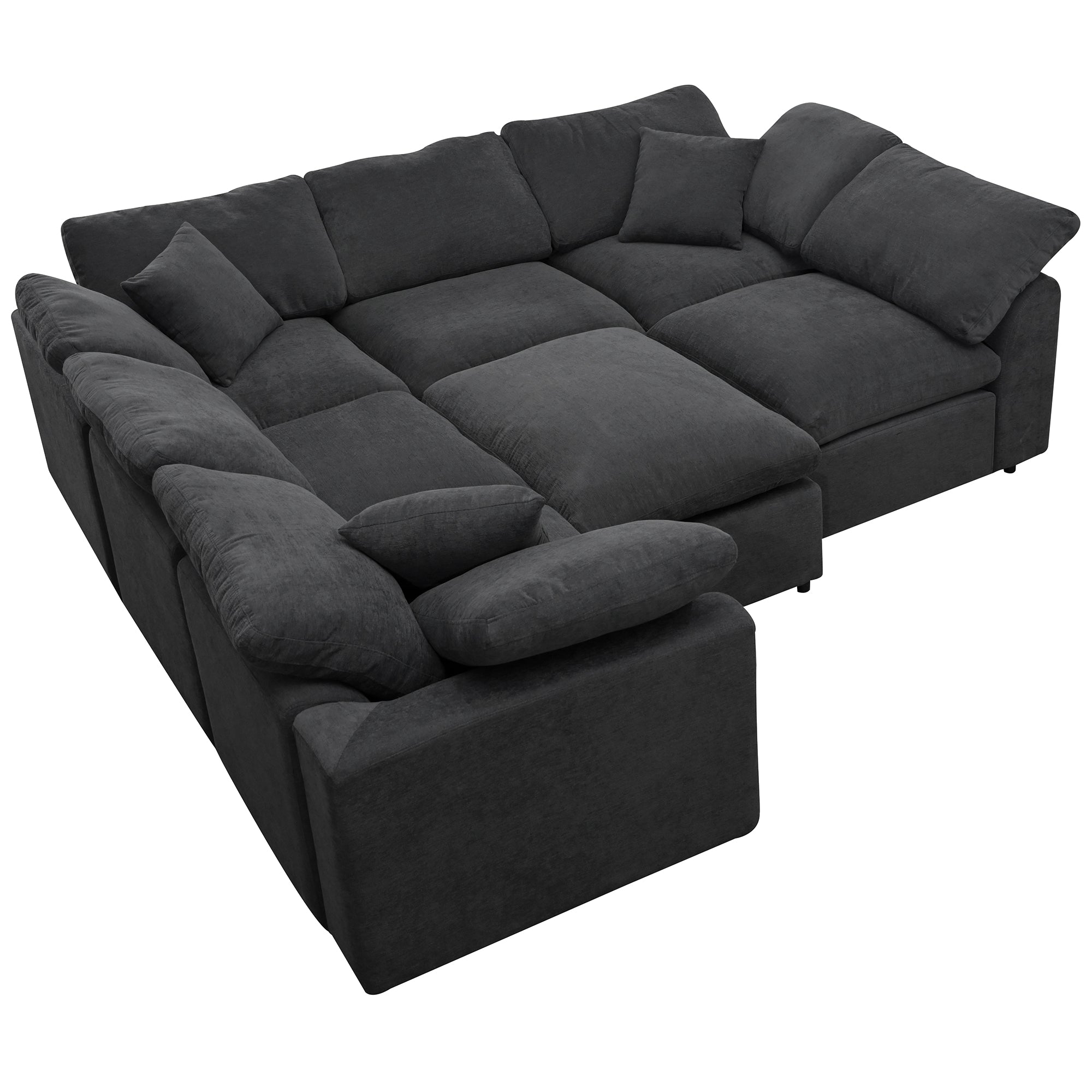 130.3" Polyester Pillow top Arm  Oversized Modular Sectional Sofa