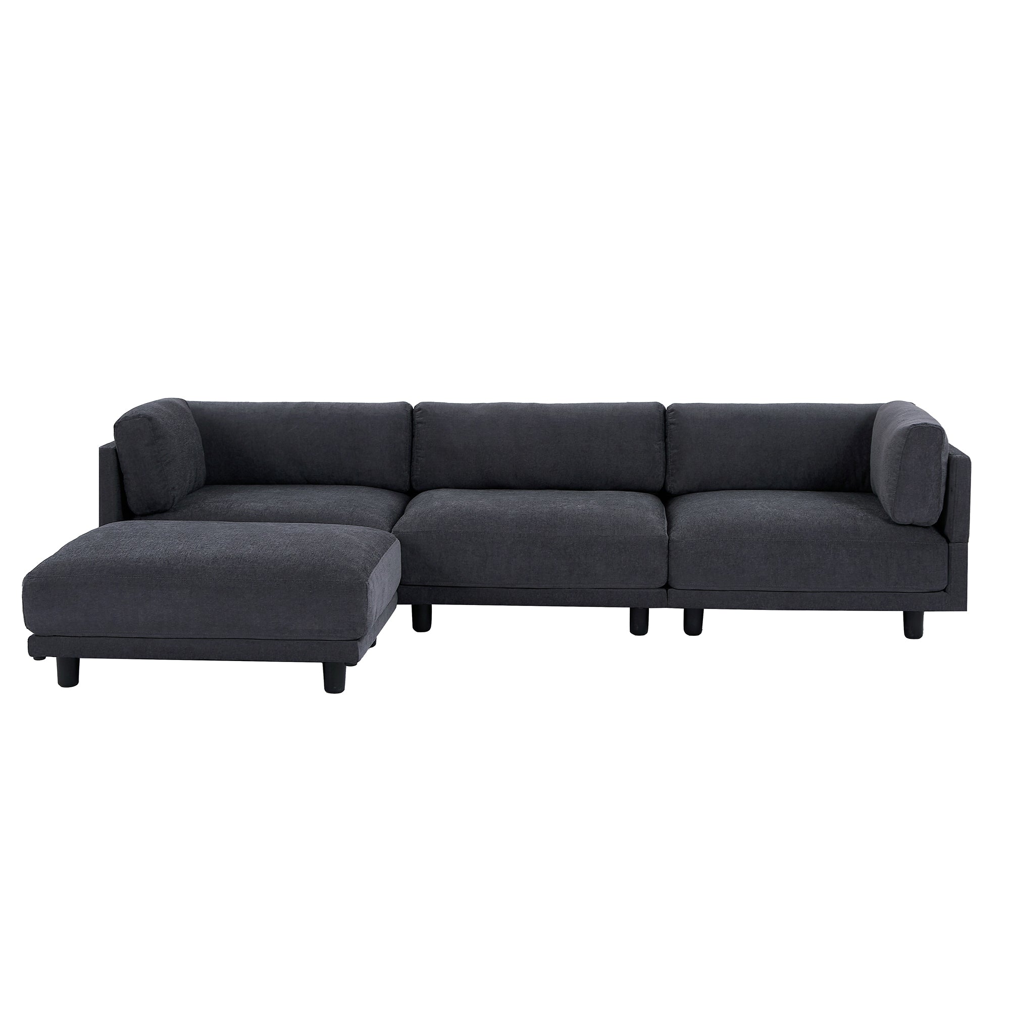 102.4" Polyester Pillow top Arm Sectional Sofa with Reversible Chaise