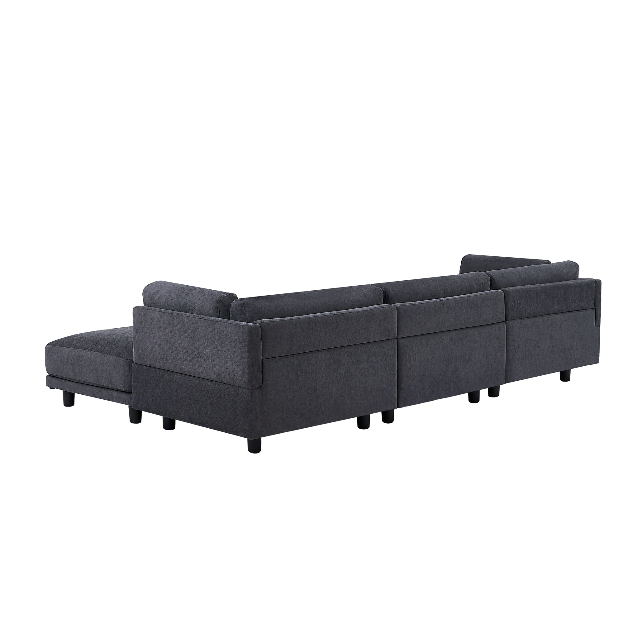 102.4" Polyester Pillow top Arm Sectional Sofa with Reversible Chaise