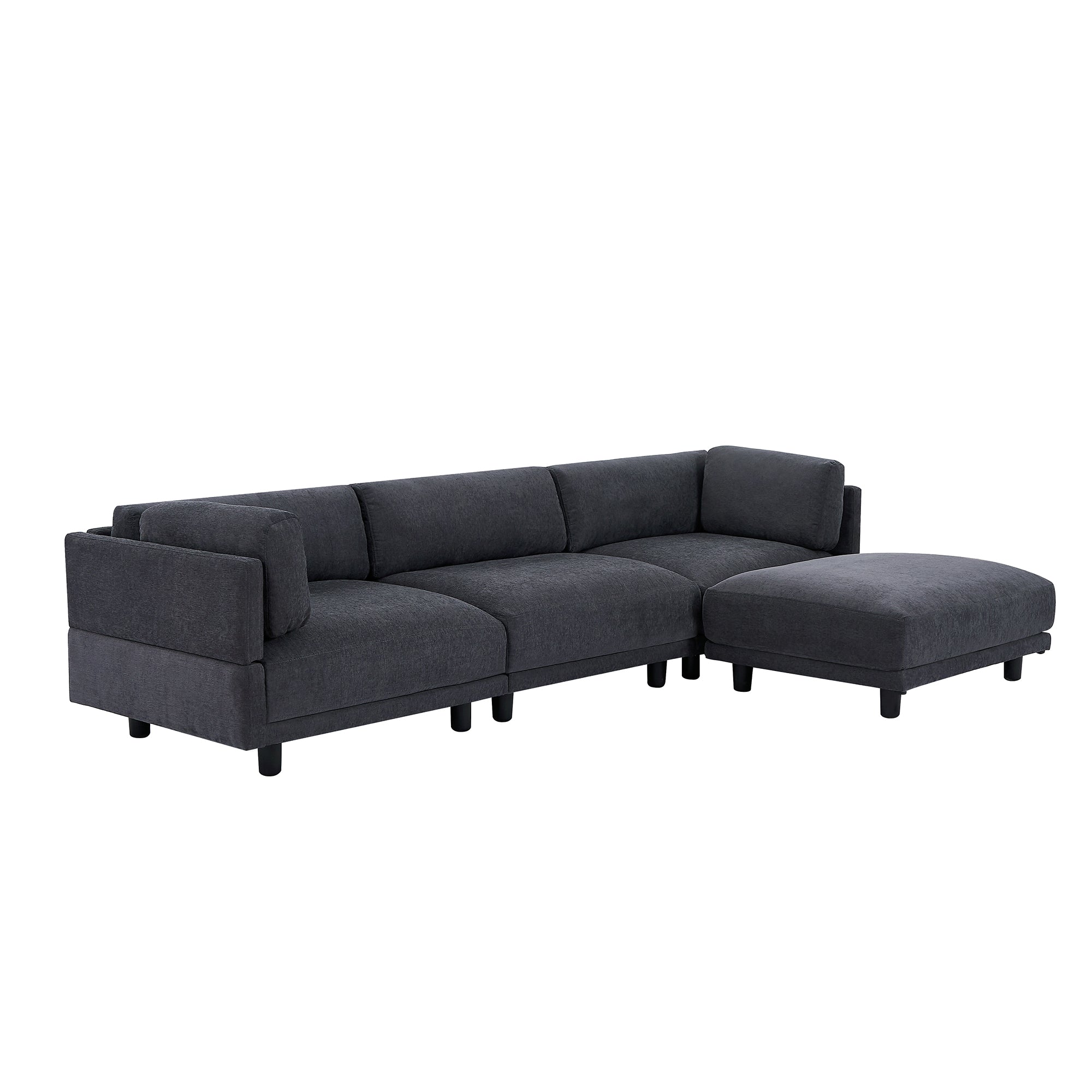 102.4" Polyester Pillow top Arm Sectional Sofa with Reversible Chaise