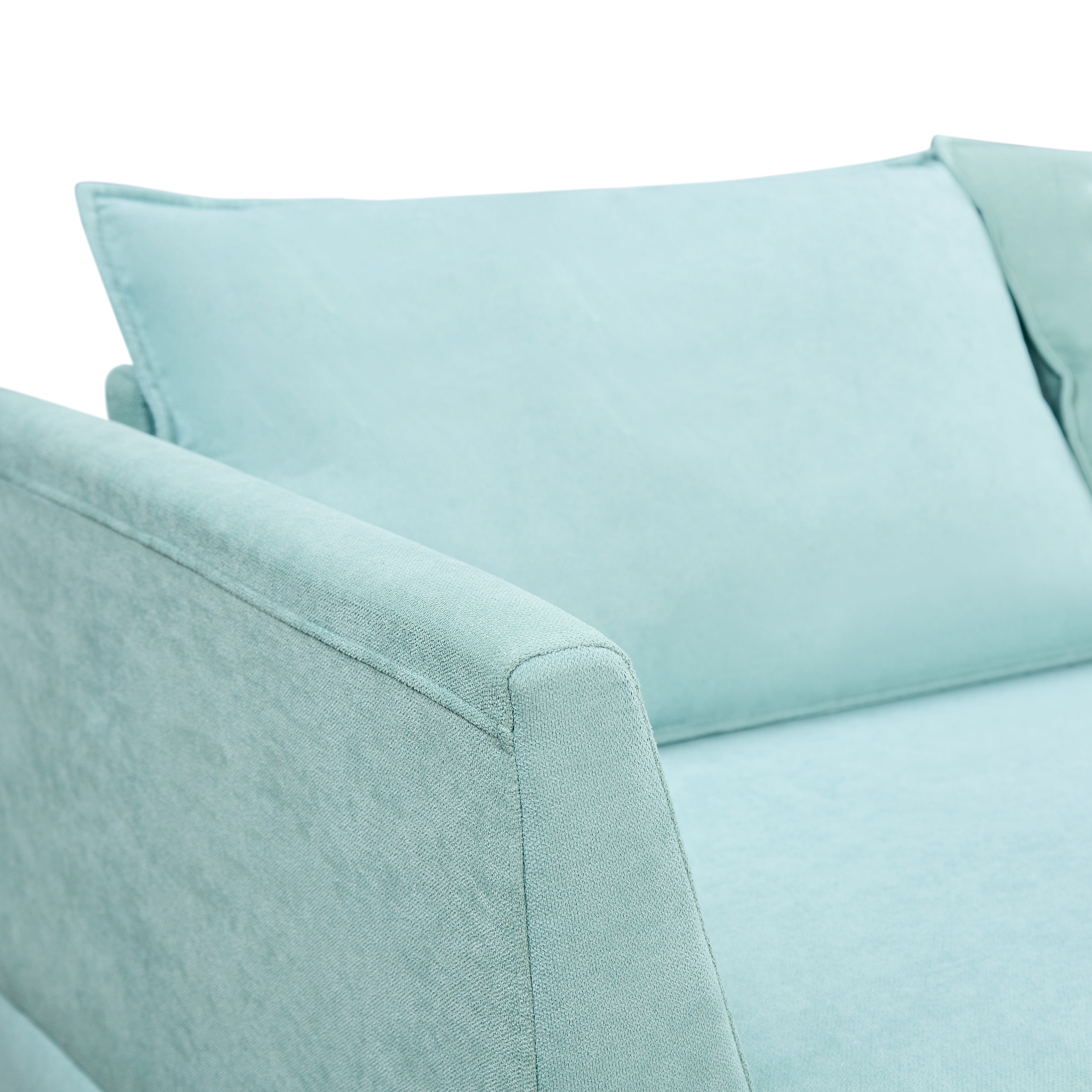 115" Linen Flared Arm Sofa Chaise and Pillows