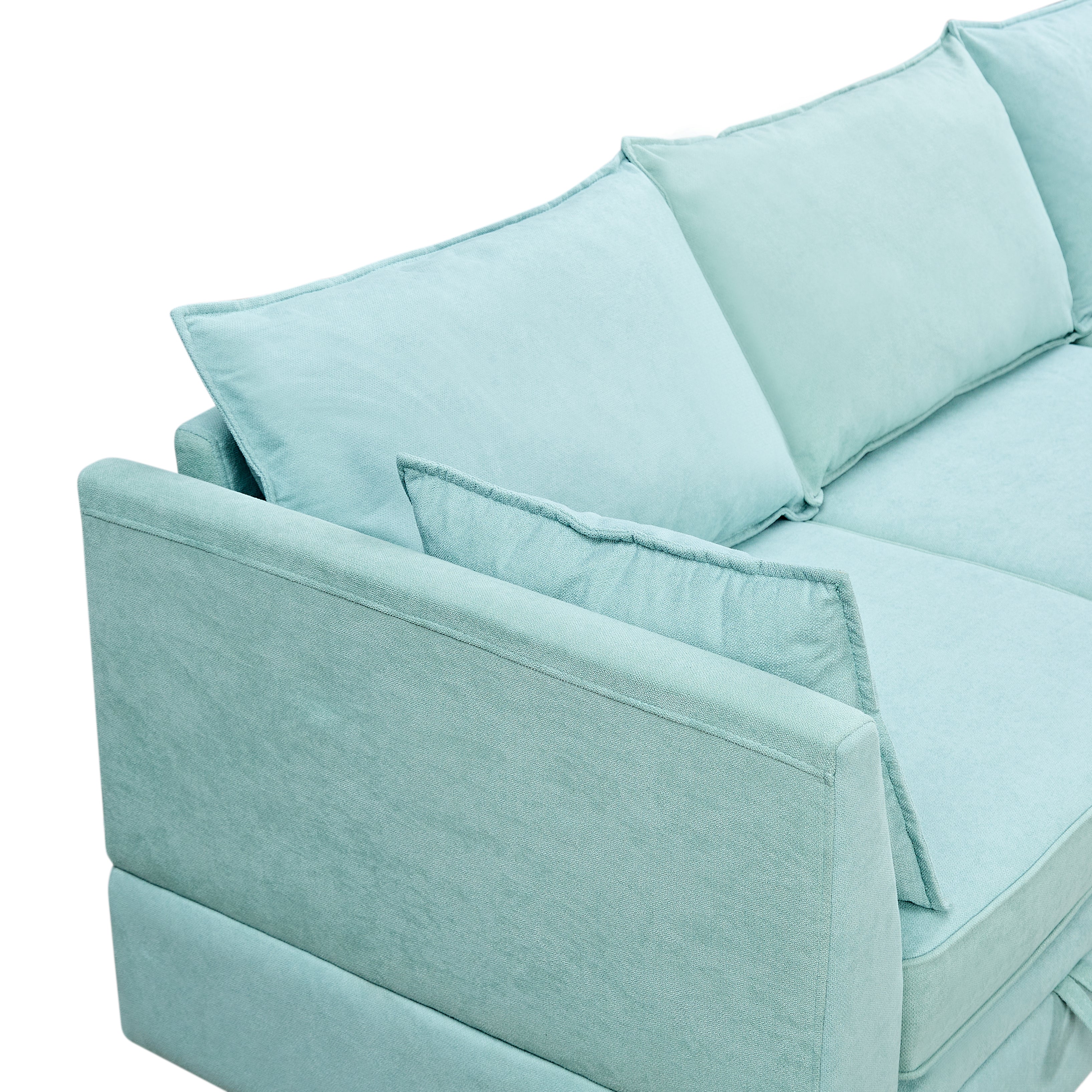 115" Linen Flared Arm Sofa Chaise and Pillows