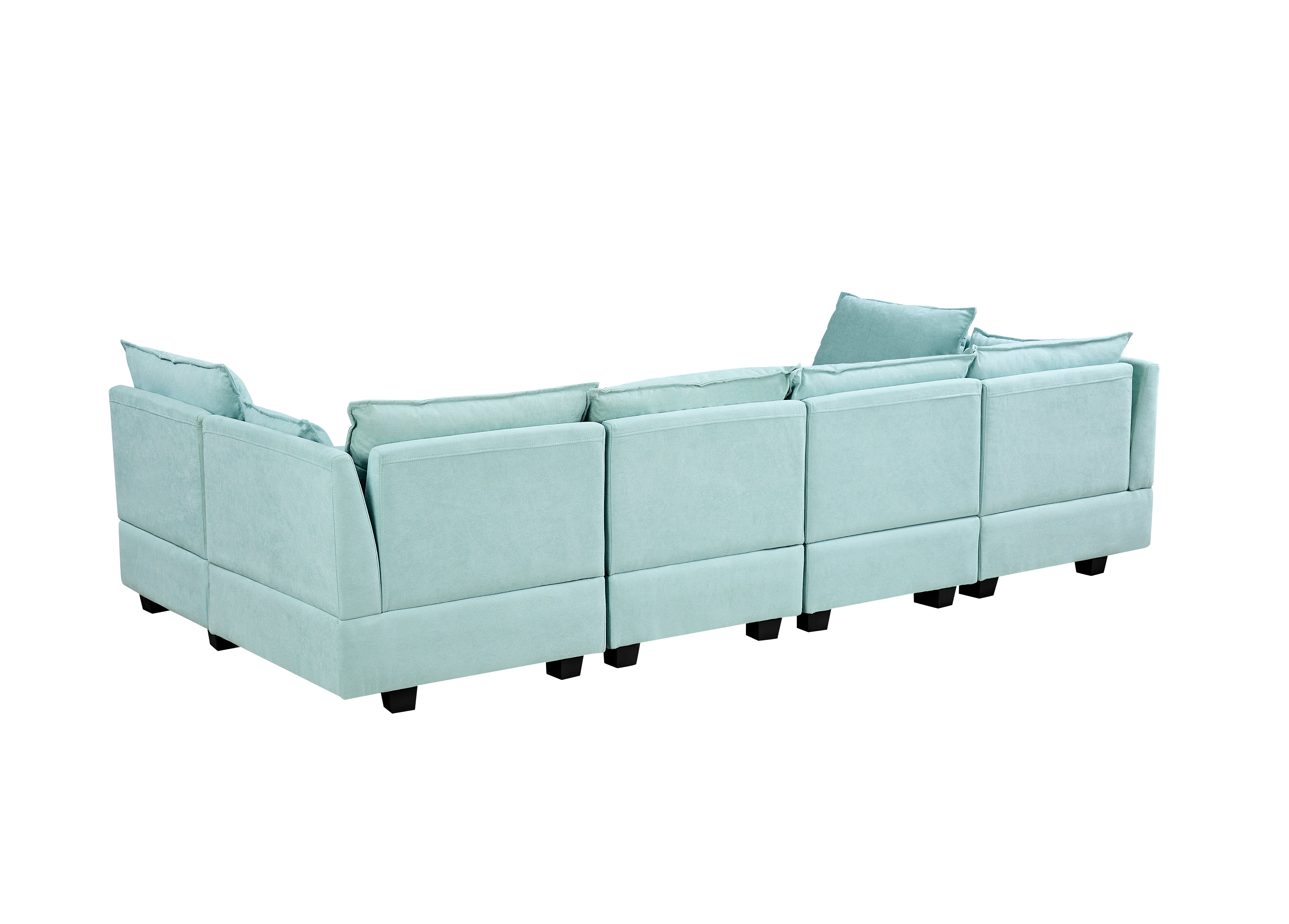 115" Linen Flared Arm Sofa Chaise and Pillows