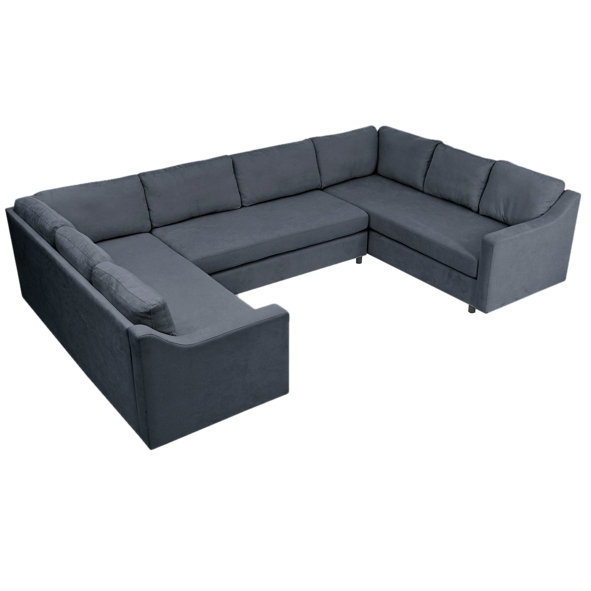 117" Polyester Recessed Arm Upholstered U-Shaped Large Sectional Sofa with Thick Seat and Back Cushions