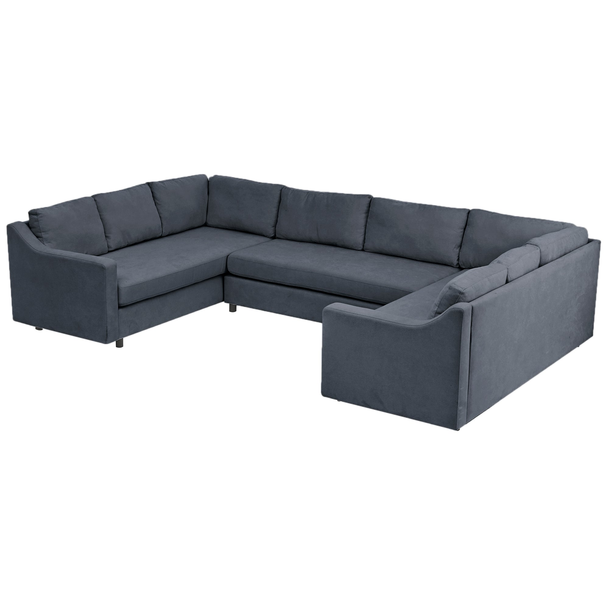 117" Polyester Recessed Arm Upholstered U-Shaped Large Sectional Sofa with Thick Seat and Back Cushions