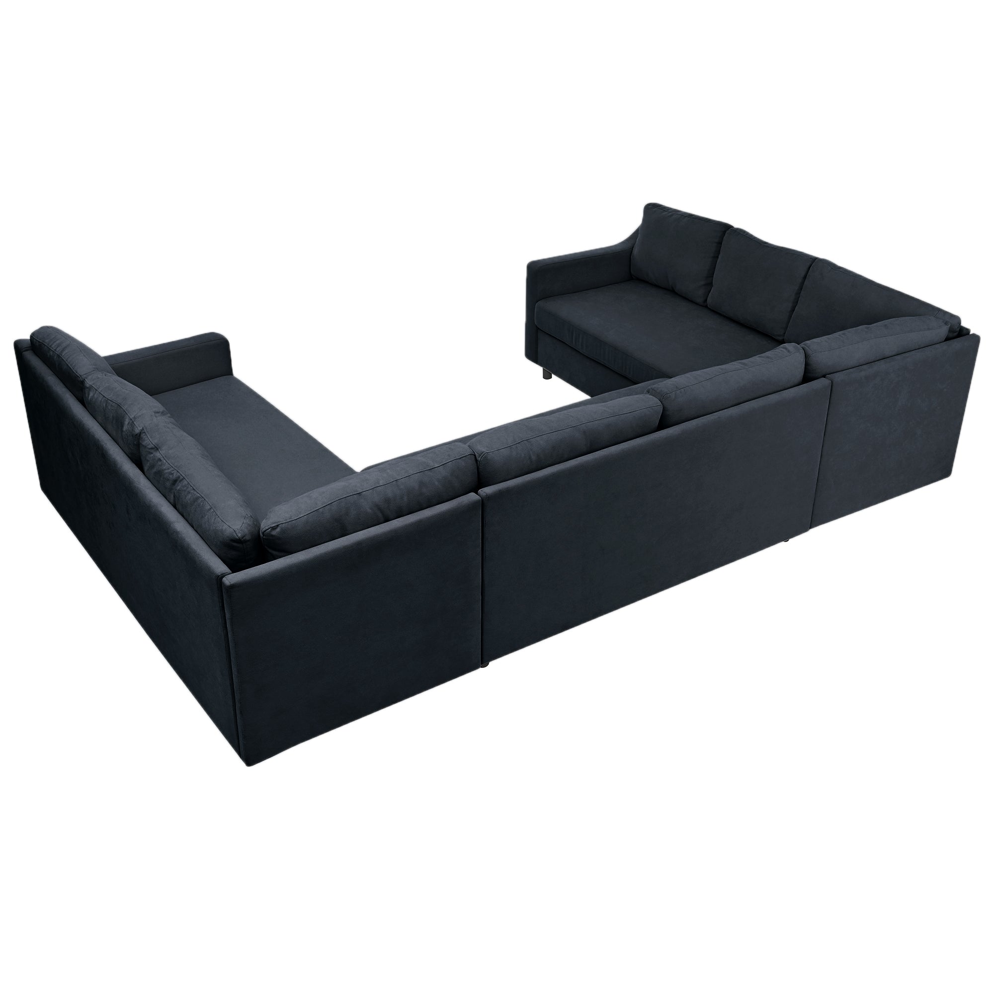 117" Polyester Recessed Arm Upholstered U-Shaped Large Sectional Sofa with Thick Seat and Back Cushions